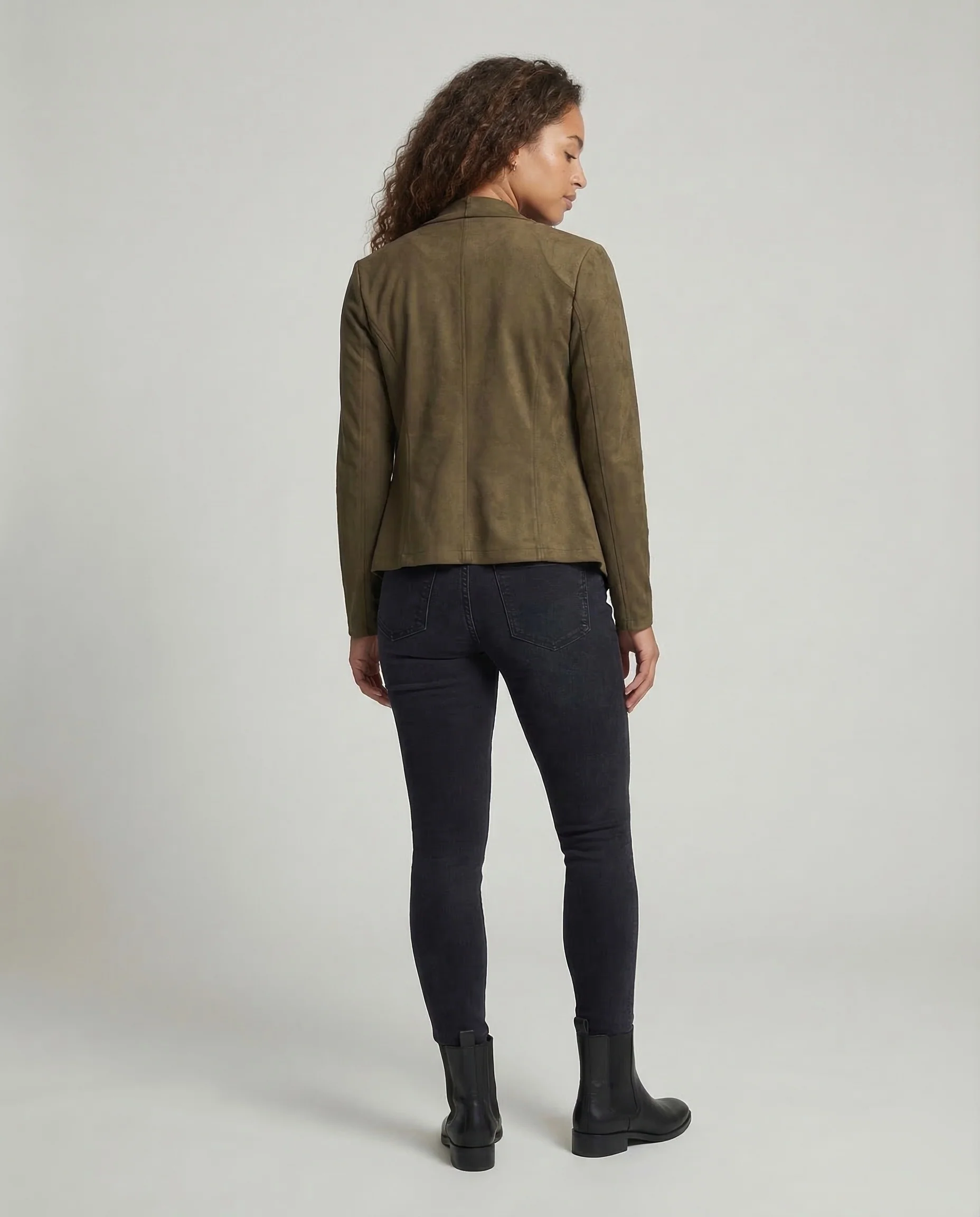 Damen Wasserfalljacke Wildlederoptik - Image 4