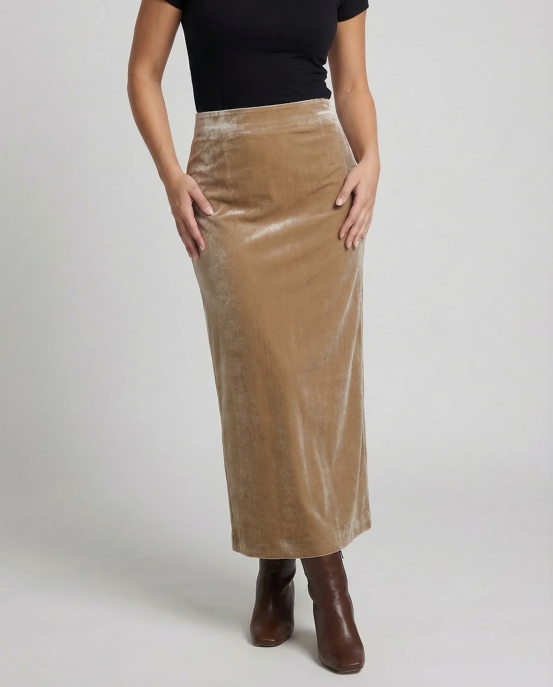 Damen Samt Midirock High Waist - Image 2
