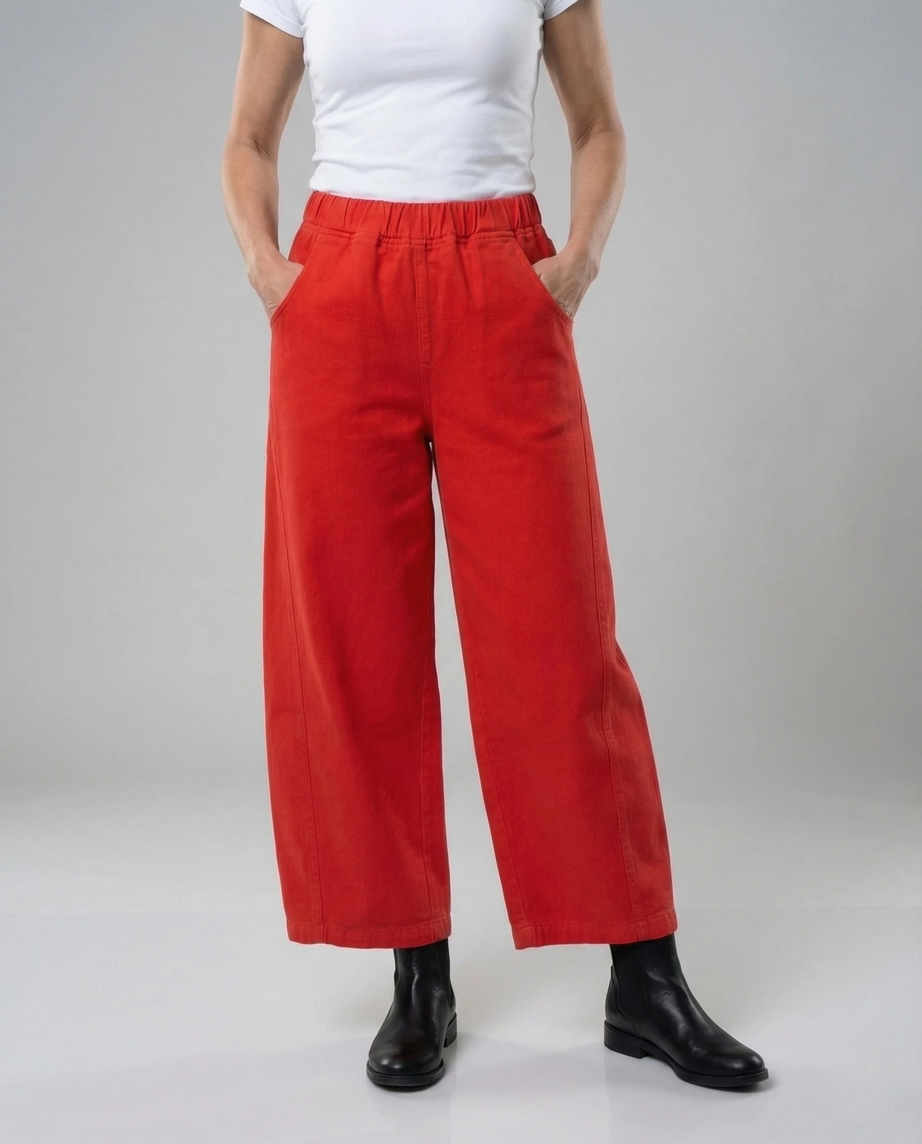 Damen Weiche Cordhose mit Weitem Bein und Elastischem Bund - Image 2
