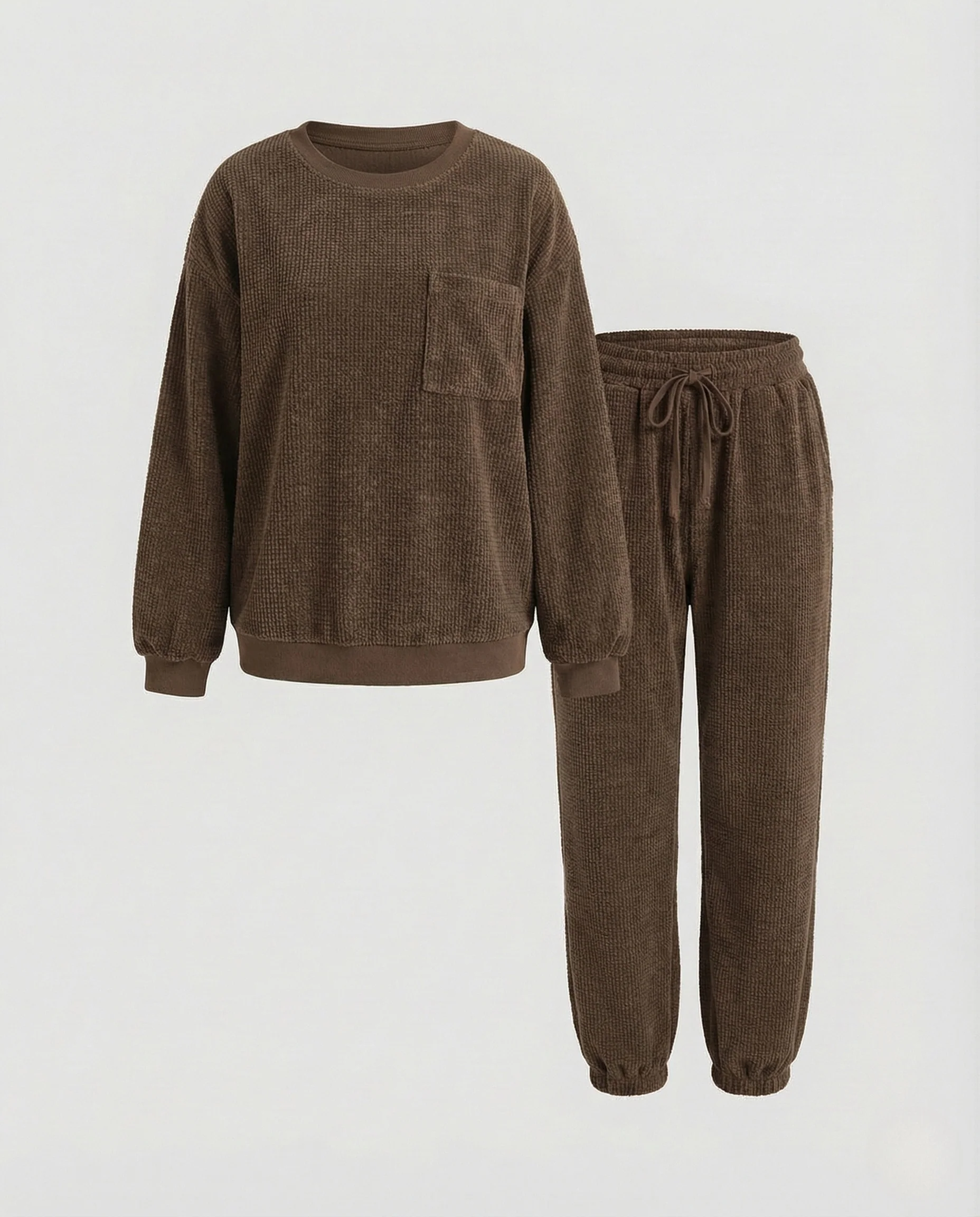 Damen Chenille Lounge Set Pullover Jogginghose - Image 9