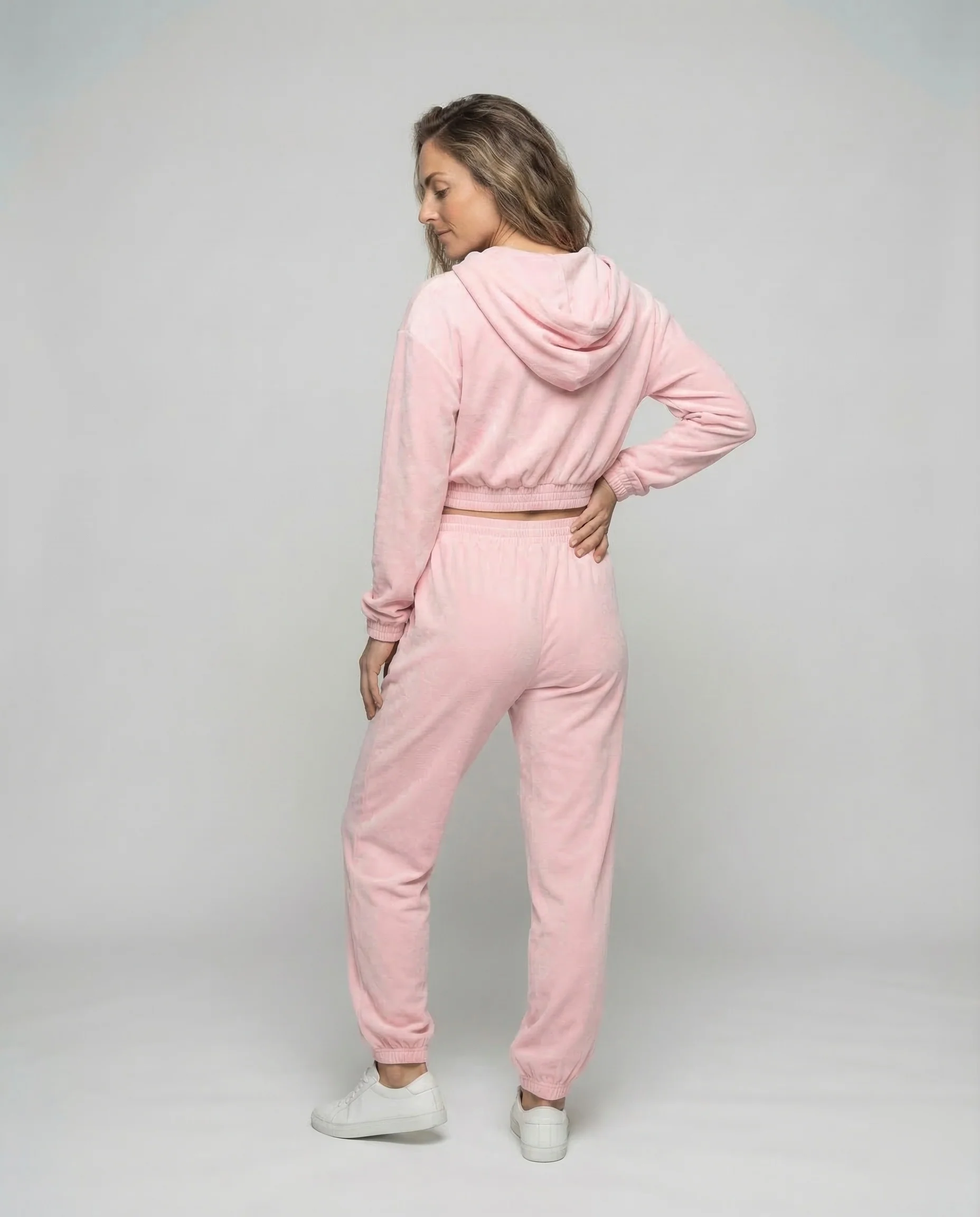 Damen Velours-Joggingset Weite Hose - Image 3