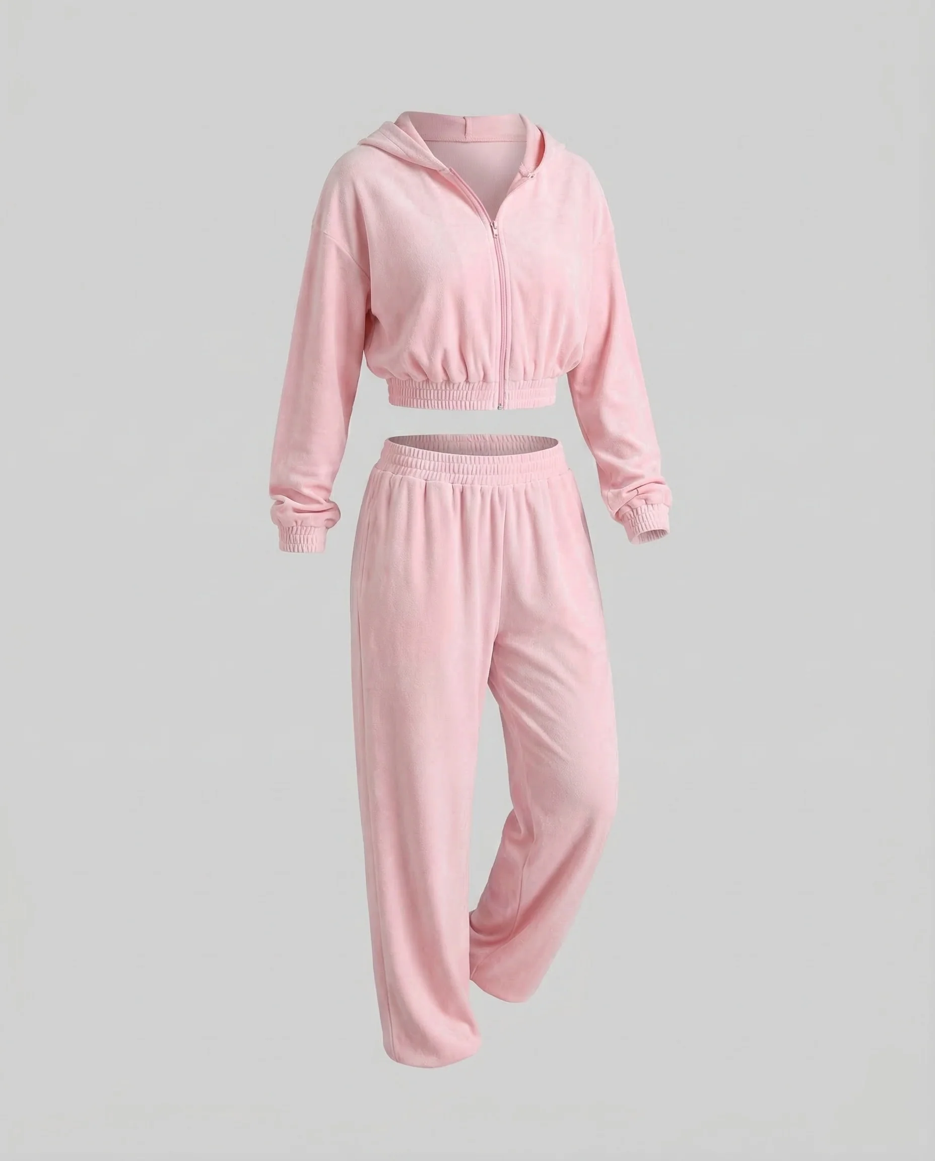 Damen Velours-Joggingset Weite Hose - Image 4