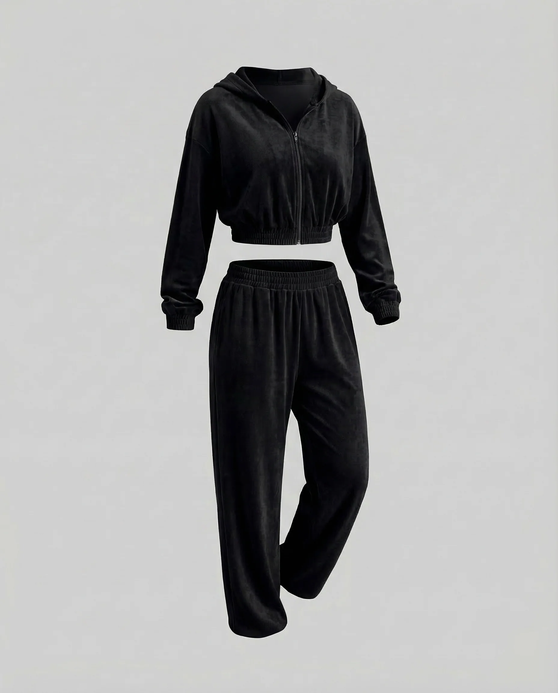 Damen Velours-Joggingset Weite Hose - Image 5