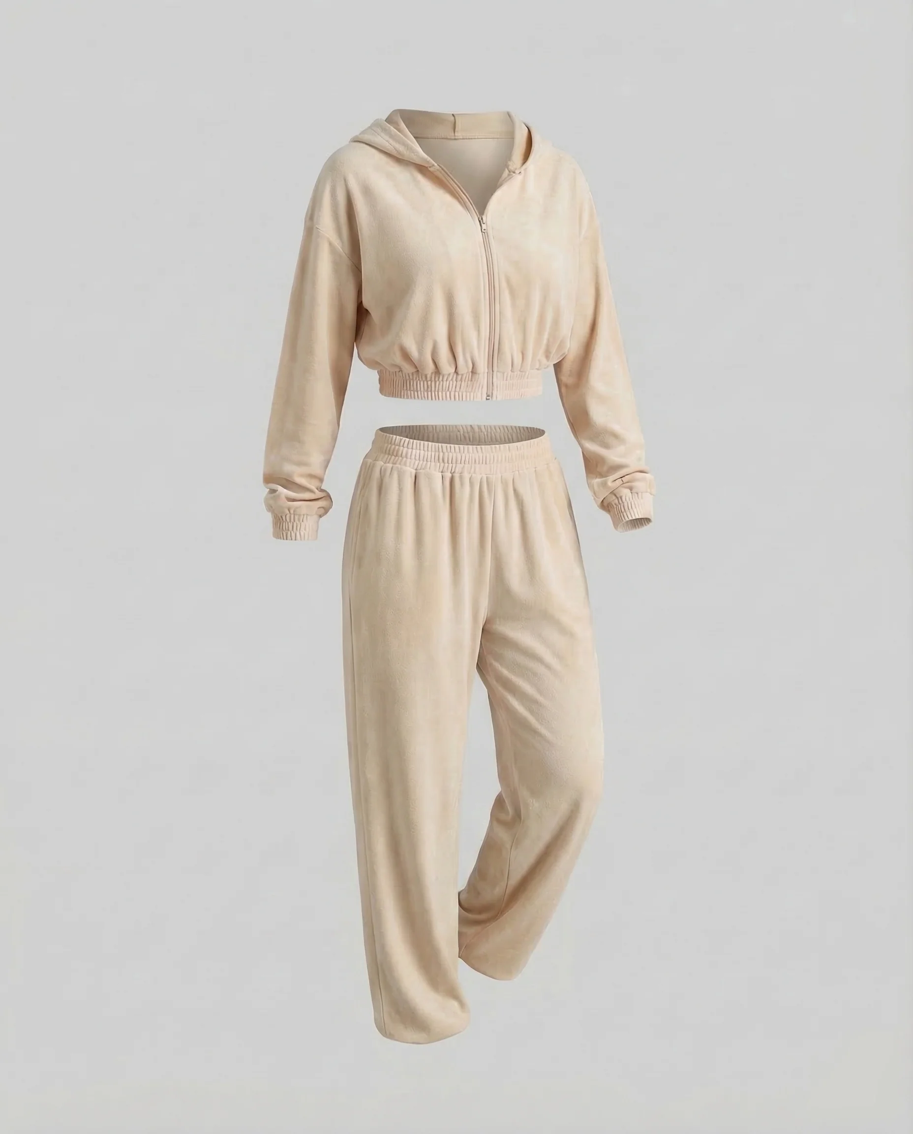 Damen Velours-Joggingset Weite Hose - Image 7