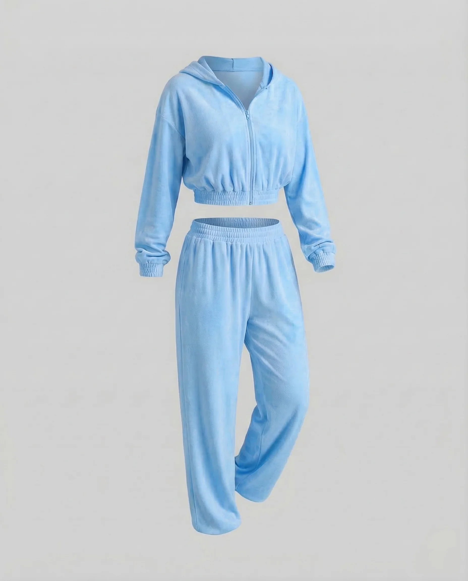 Damen Velours-Joggingset Weite Hose - Image 8