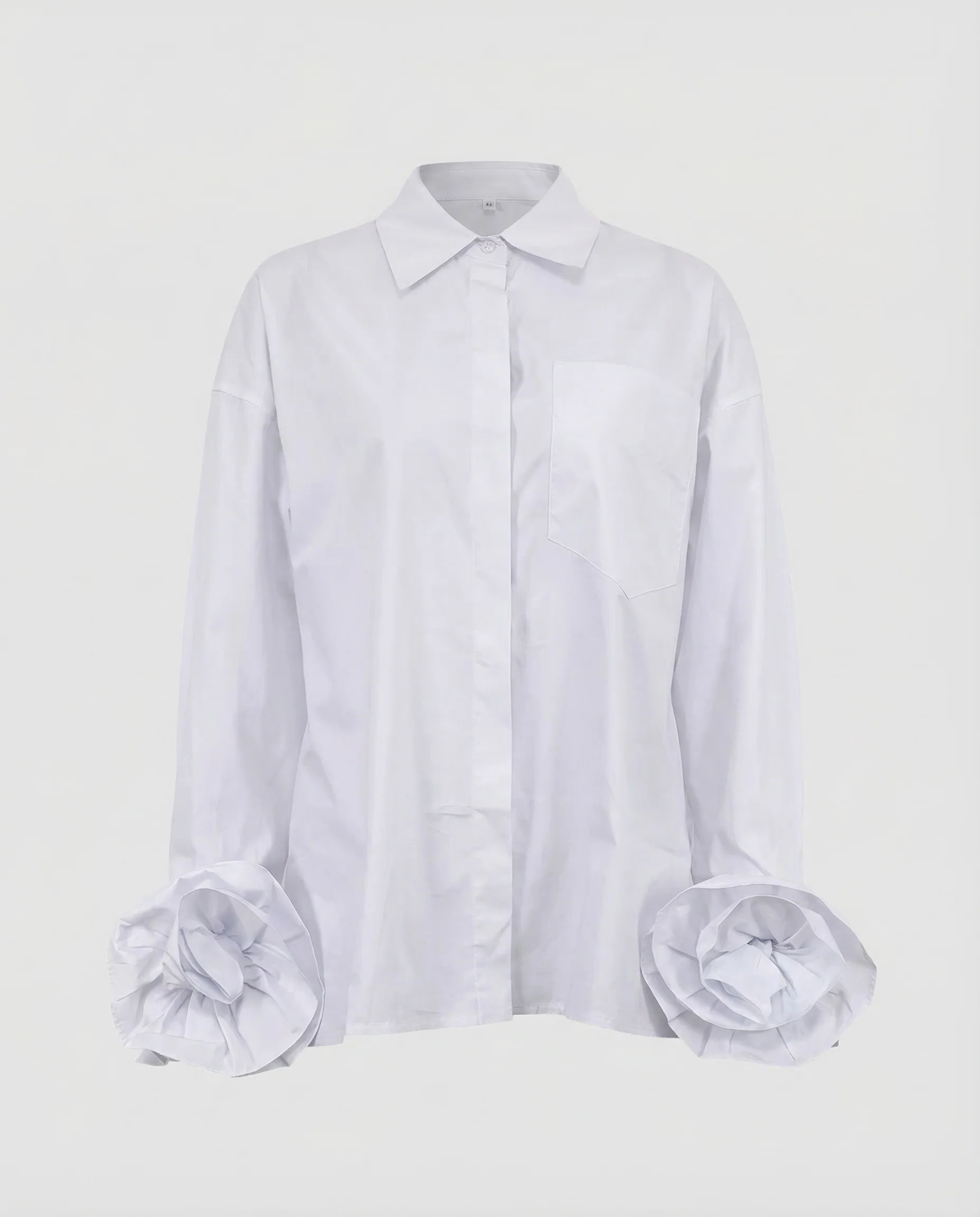 Damen Weite Baumwollbluse Rüschenmanschetten - Image 5