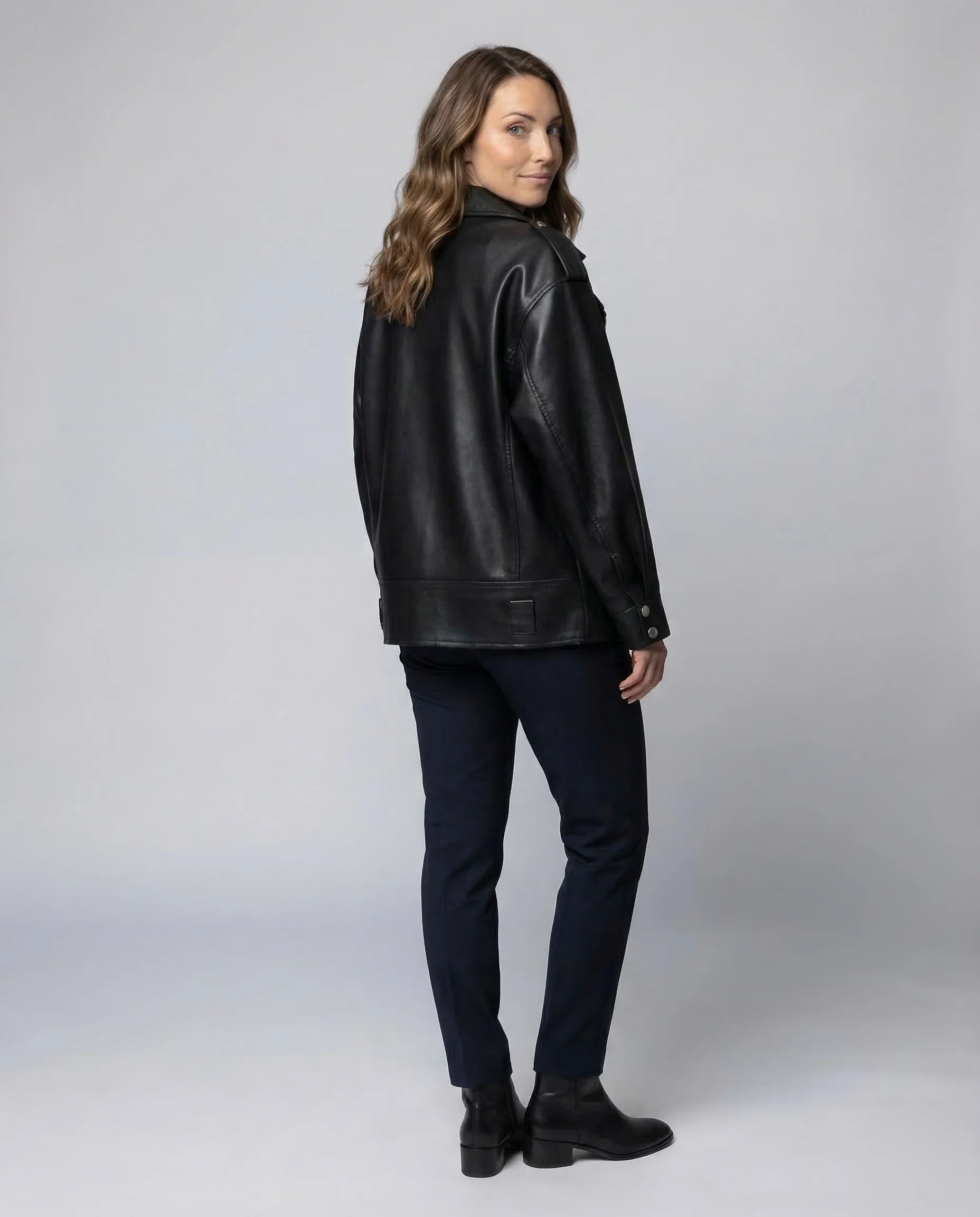 Damen Bikerjacke Kunstleder Weit - Image 3
