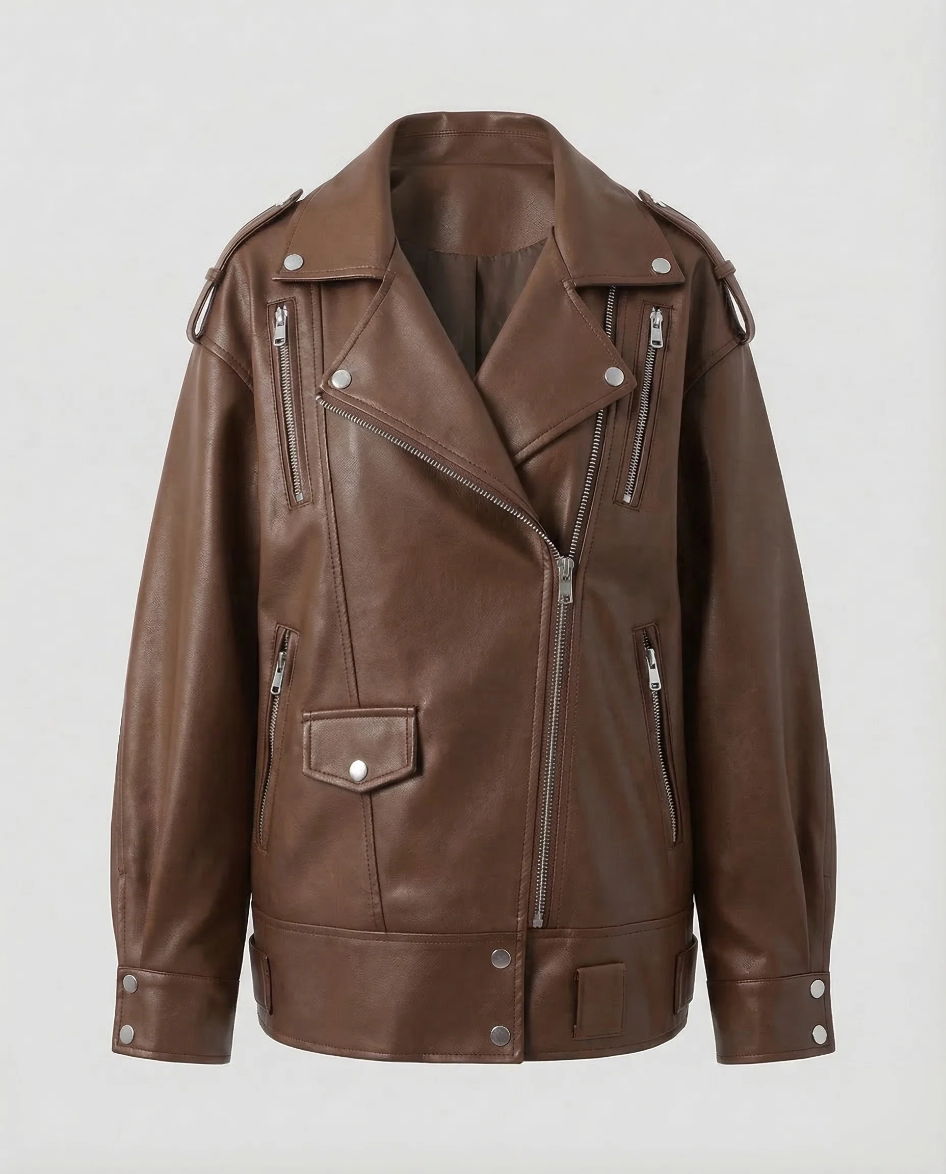 Damen Bikerjacke Kunstleder Weit - Image 5