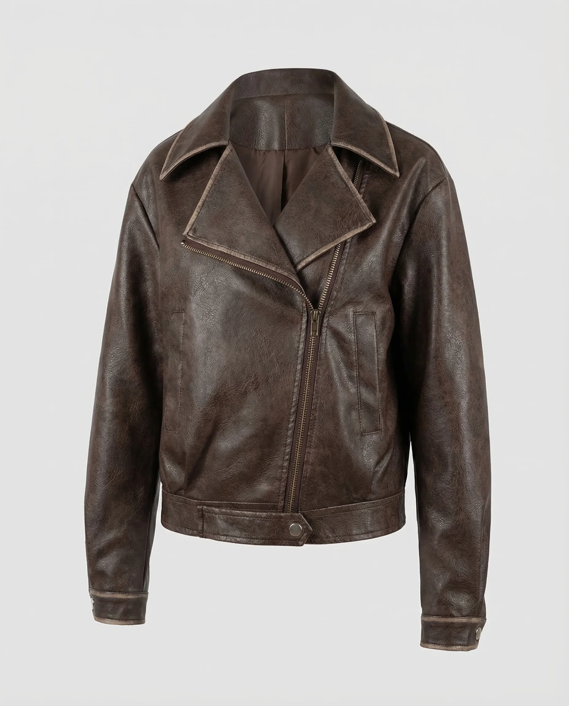 Damen Bikerjacke Lederoptik Weit - Image 5