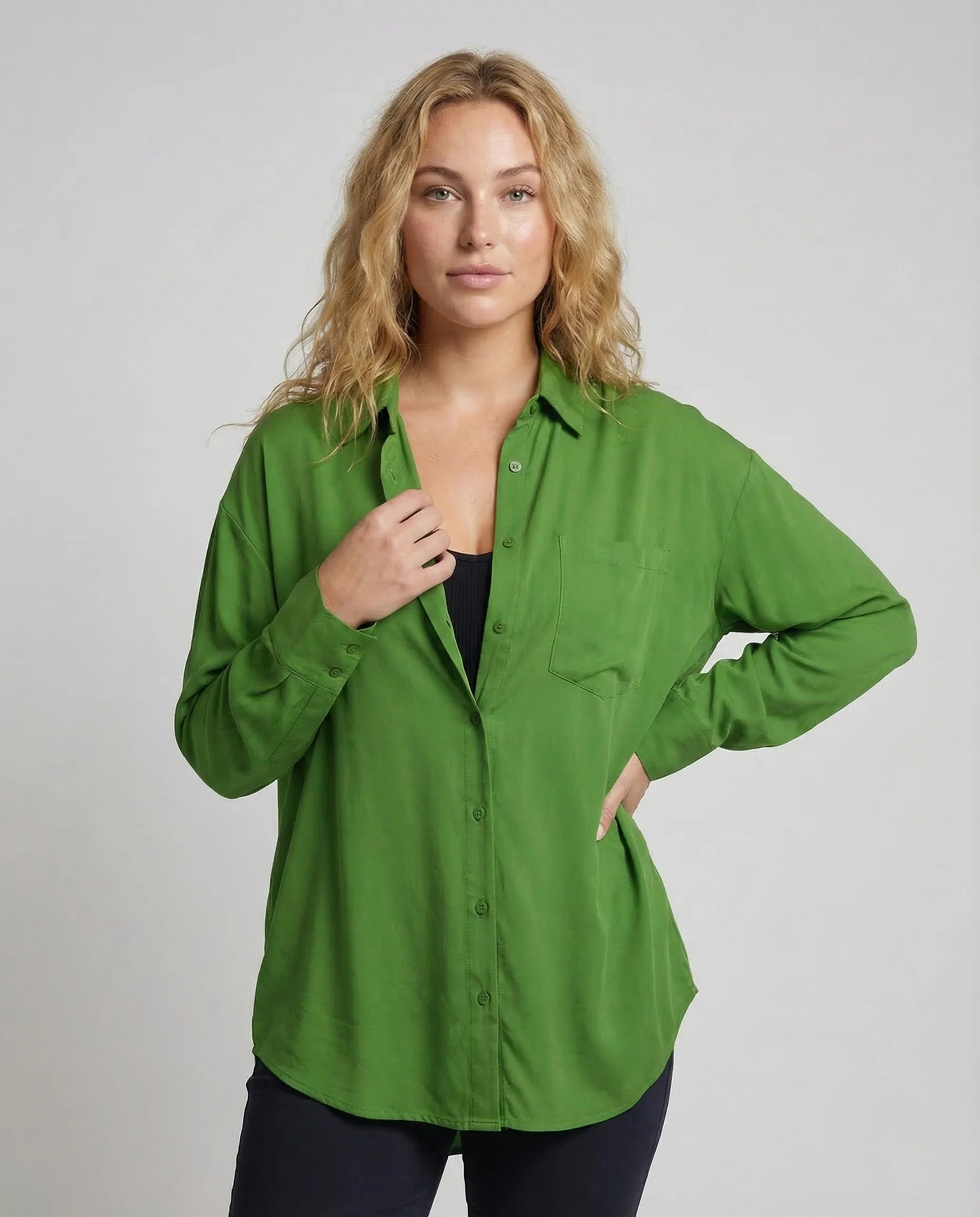 Damen Seidenoptik Bluse Weit - Image 2