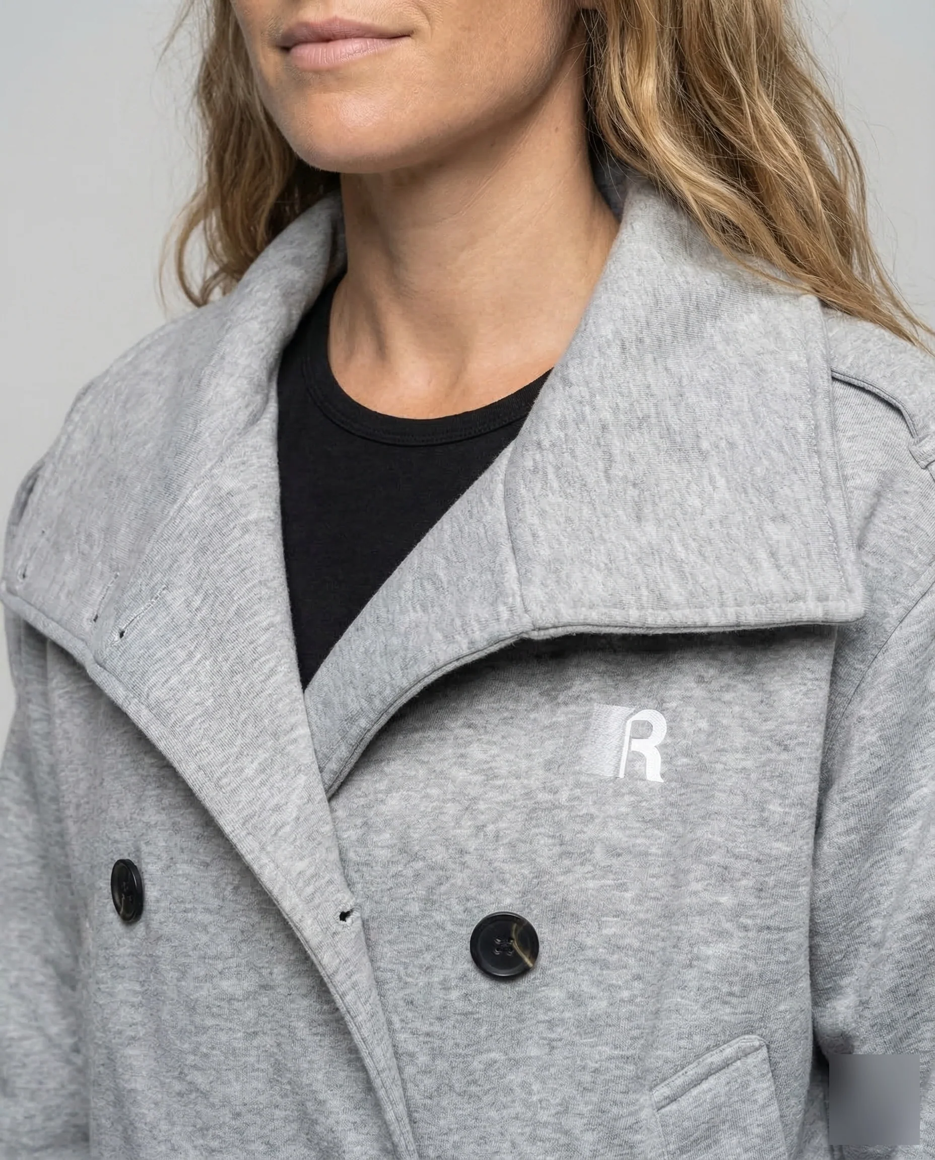 Damen Doppelreihige Sweatjacke Schalkragen - Image 3