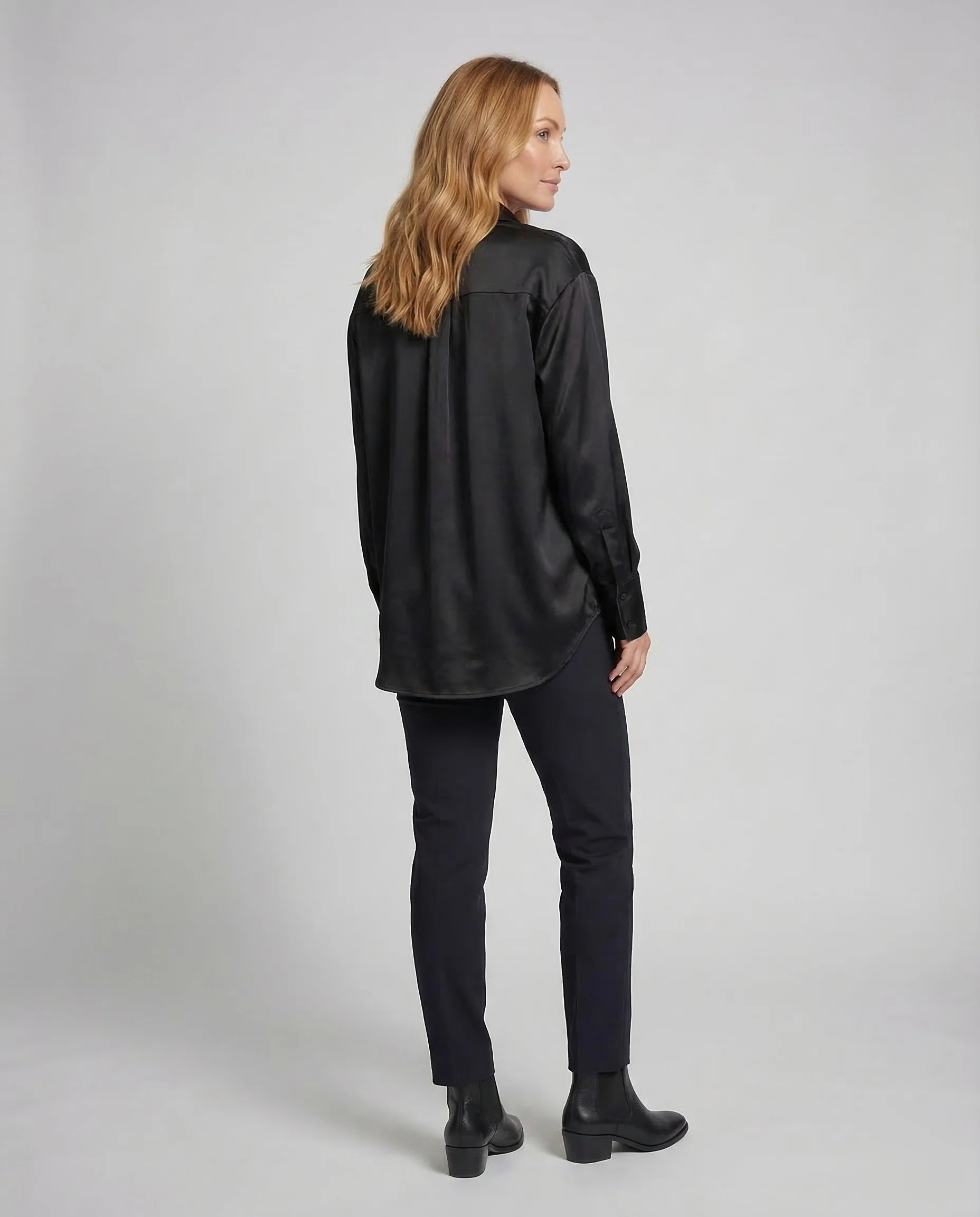 Damen Satin Hemdbluse Oversize - Image 4