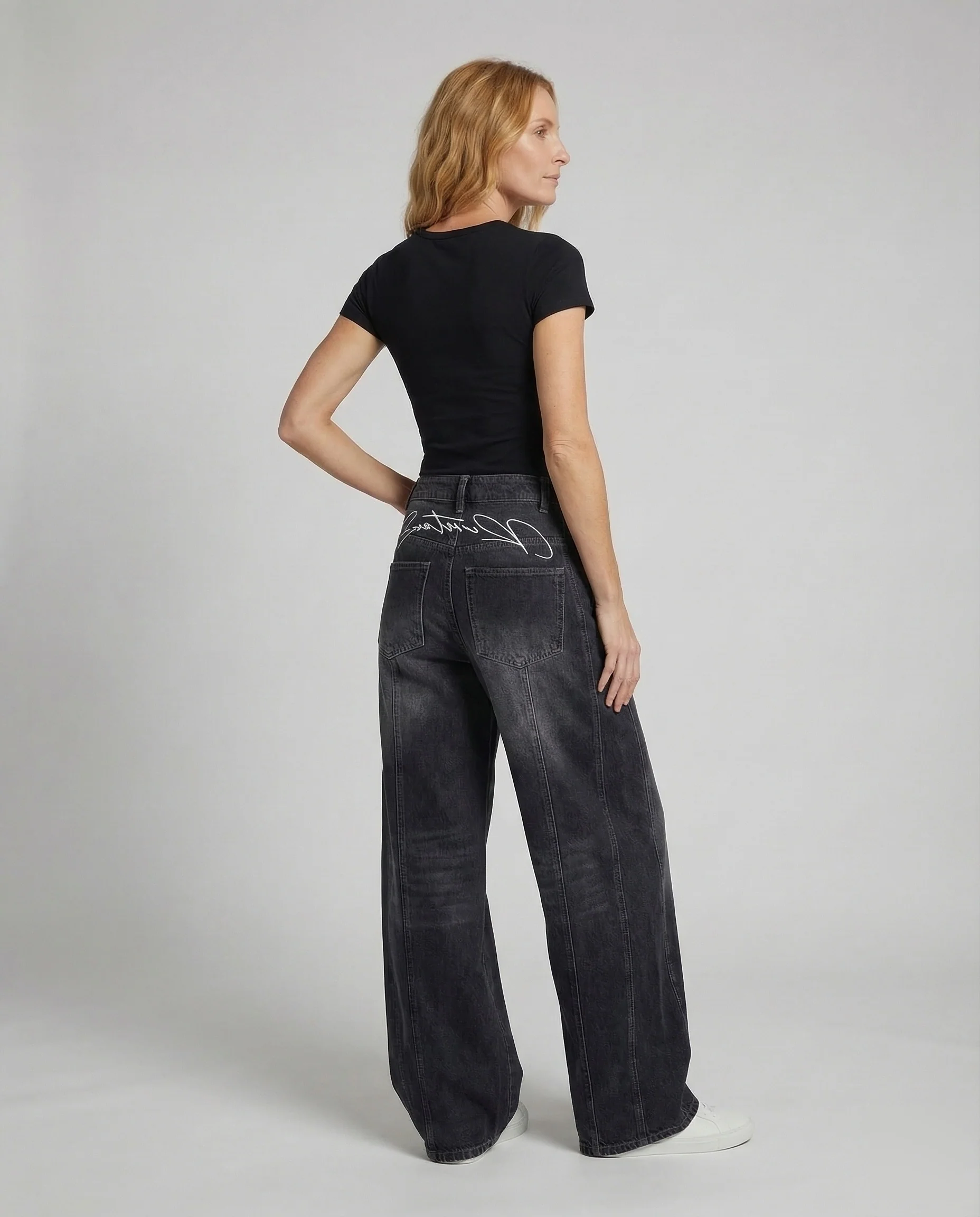 Damen Jeanshose Weit High Waist - Image 4