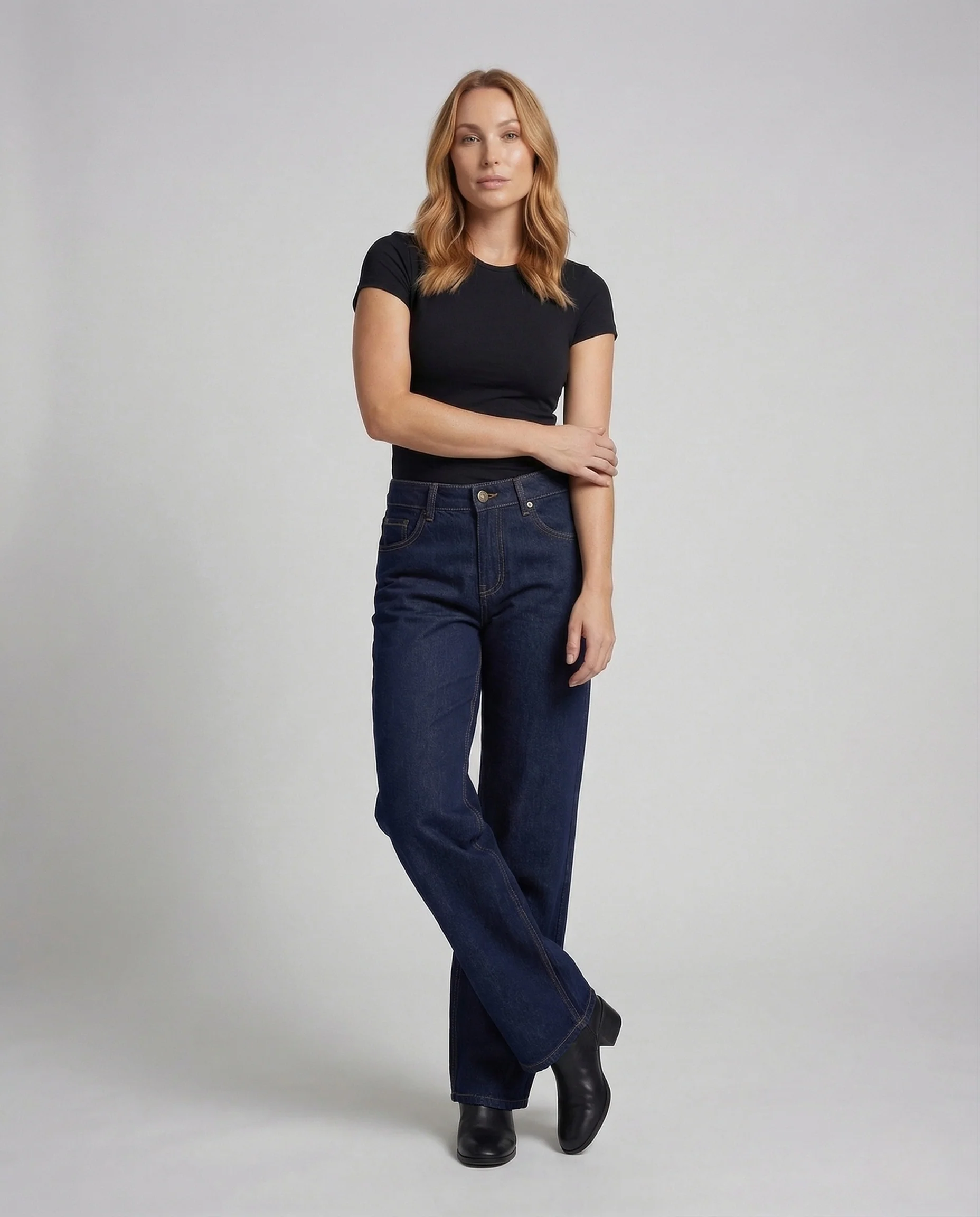 Damen Weite Jeanshose mit Tiefem Bund und Extra Weitem Bein - Image 2