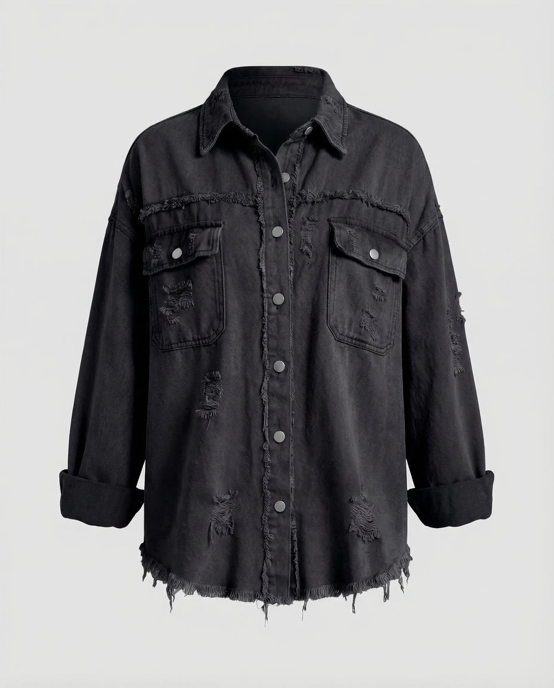 Damen Jeansjacke Weit Fransen - Image 8