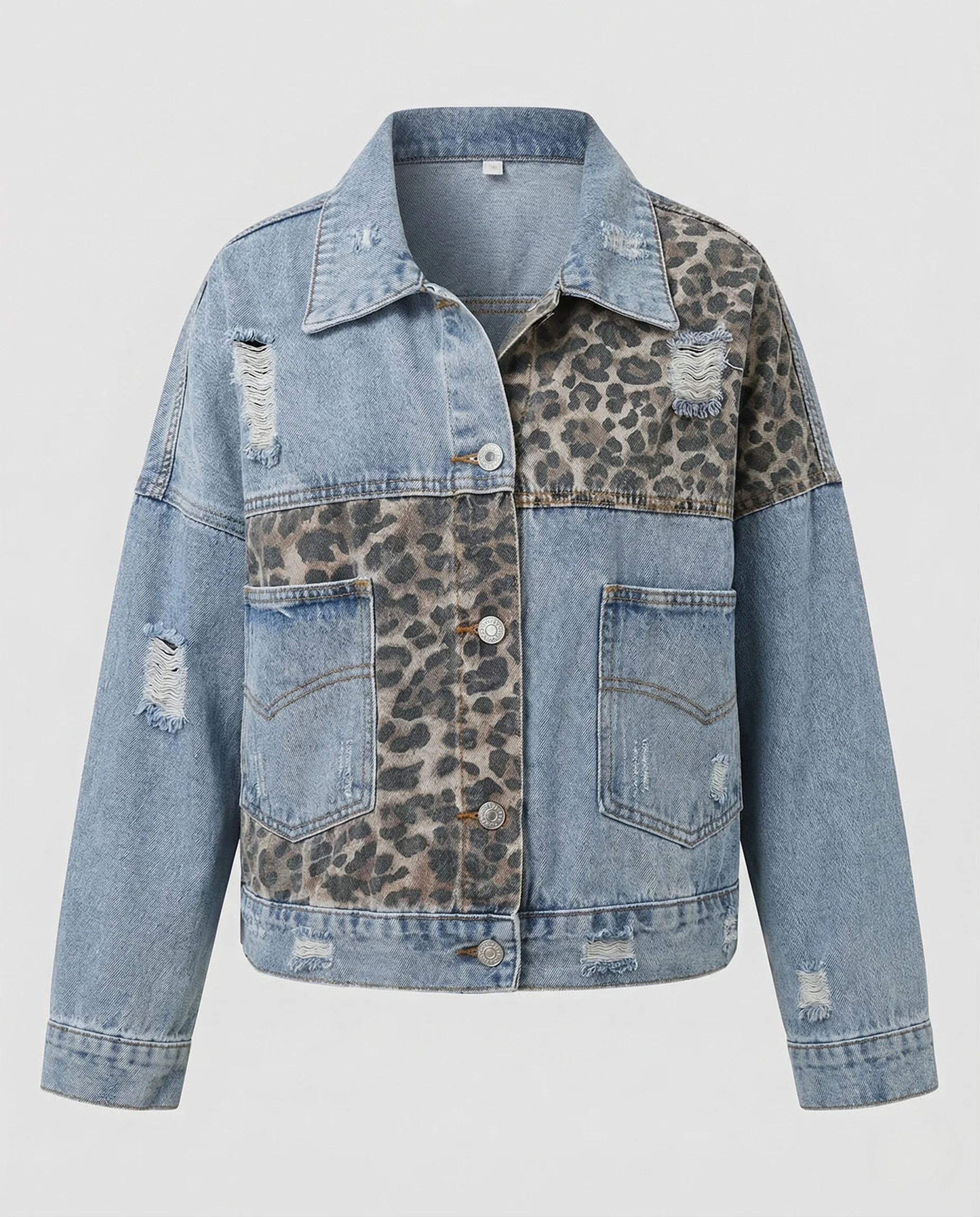 Damen Jeansjacke Oversize Patches Used - Image 4