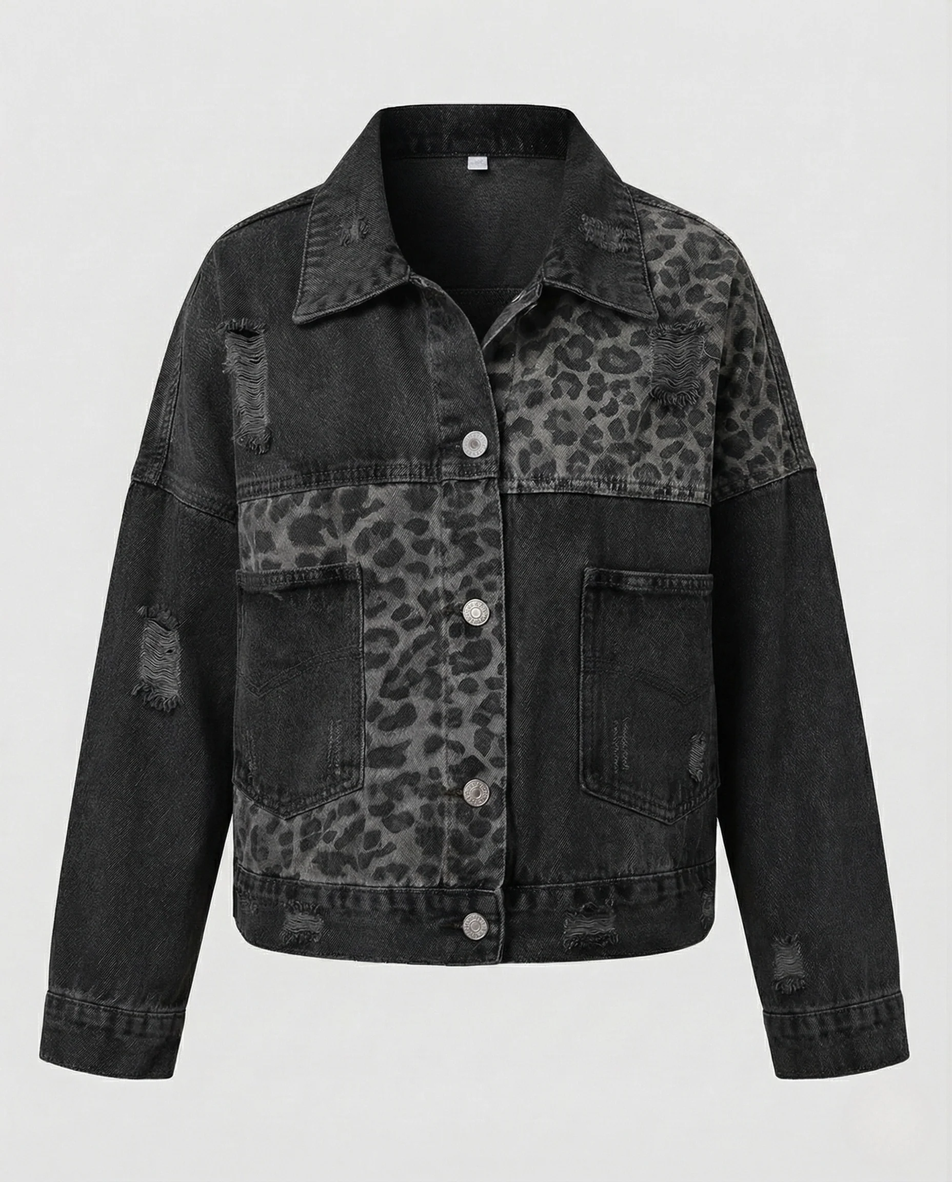 Damen Jeansjacke Oversize Patches Used - Image 5