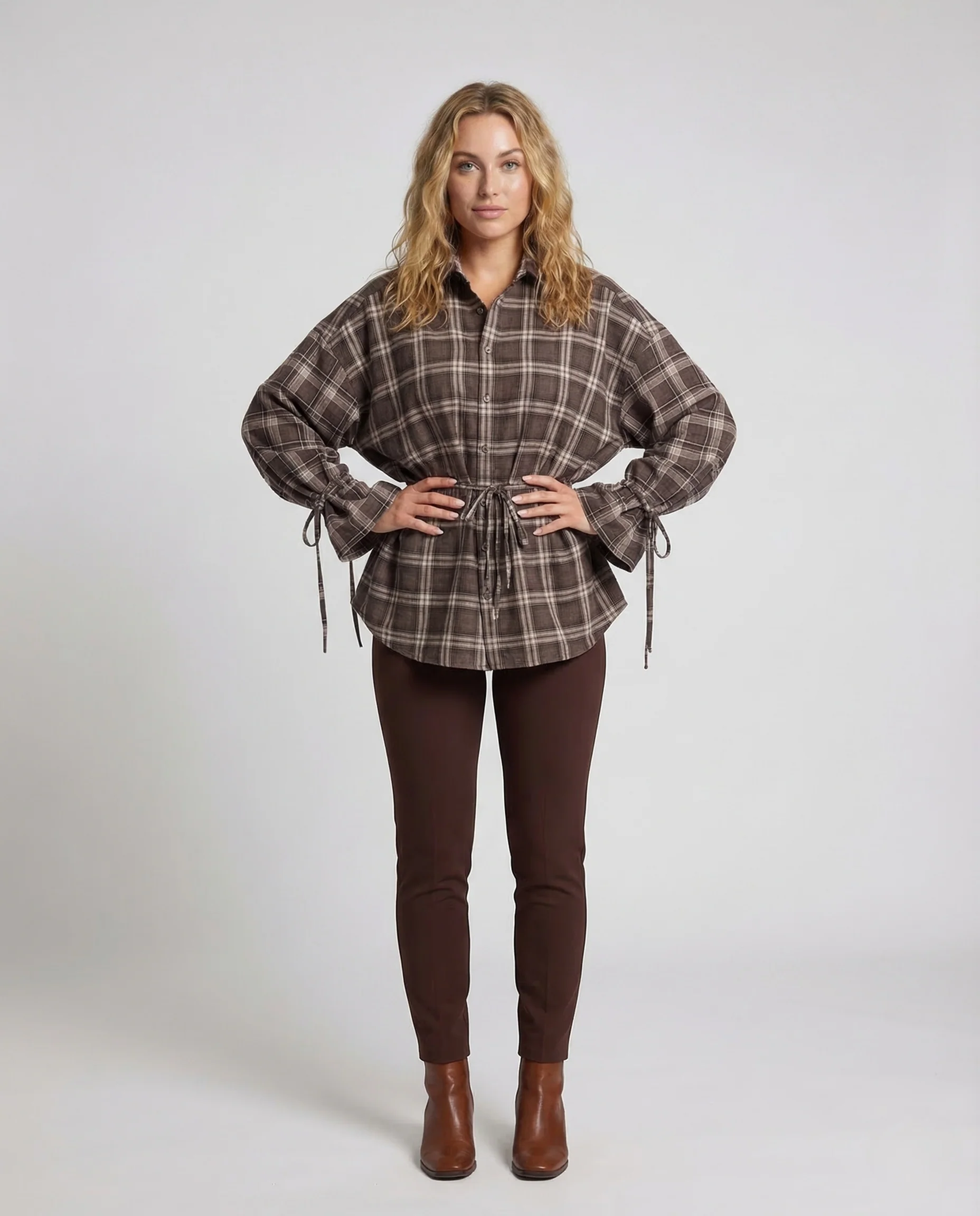 Damen Hemdbluse Karo Oversize