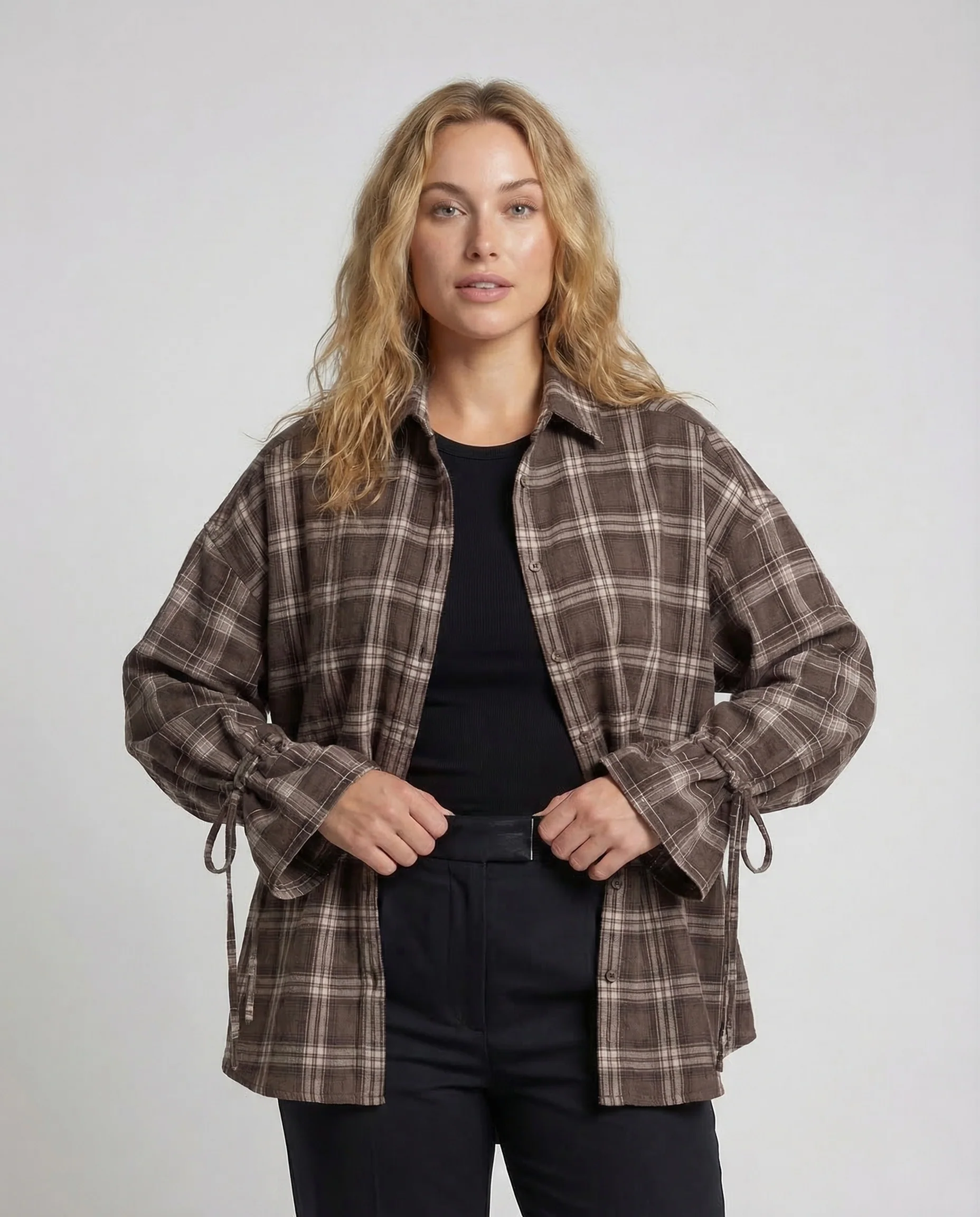 Damen Hemdbluse Karo Oversize - Image 2