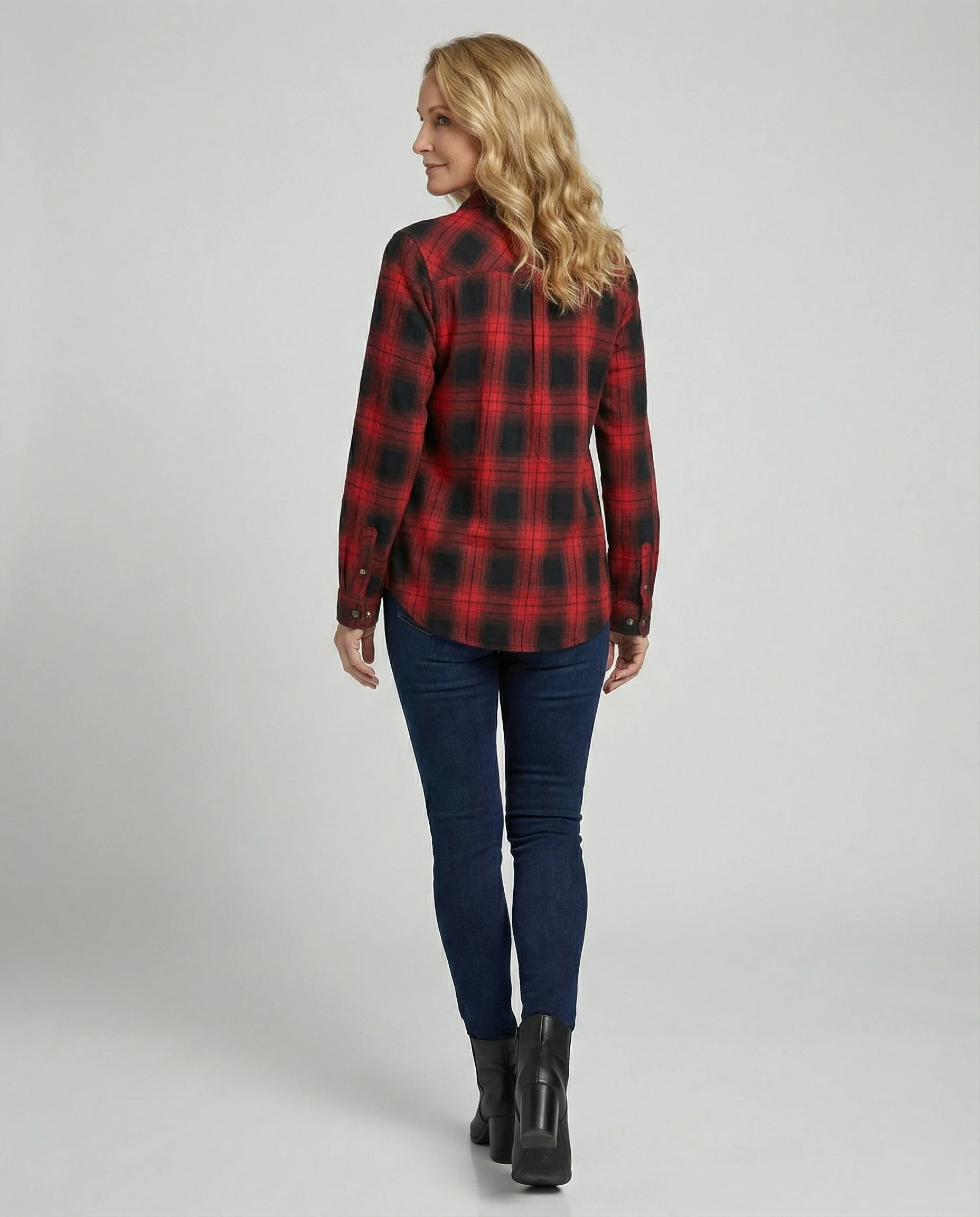 Damen Hemdjacke Karo Flanell - Image 2