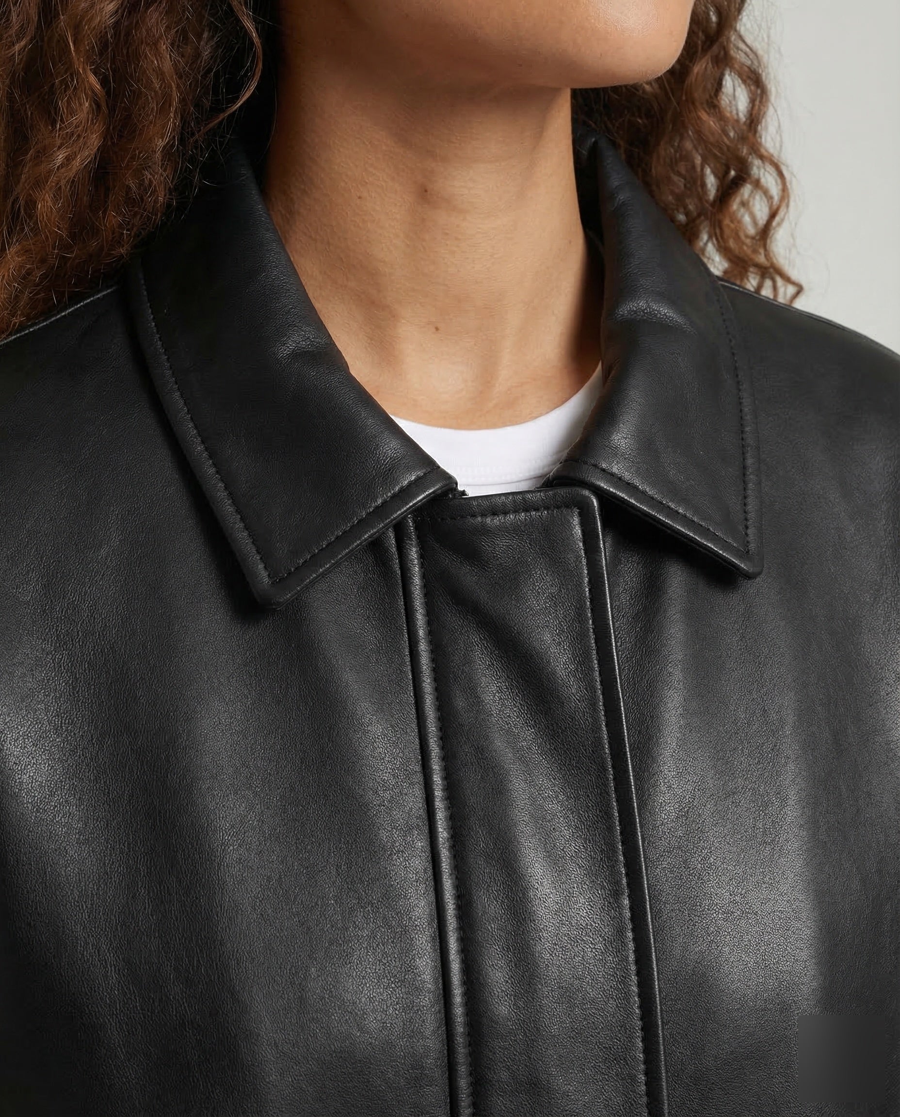 Damen Kunstleder Blousonjacke Weit - Image 3