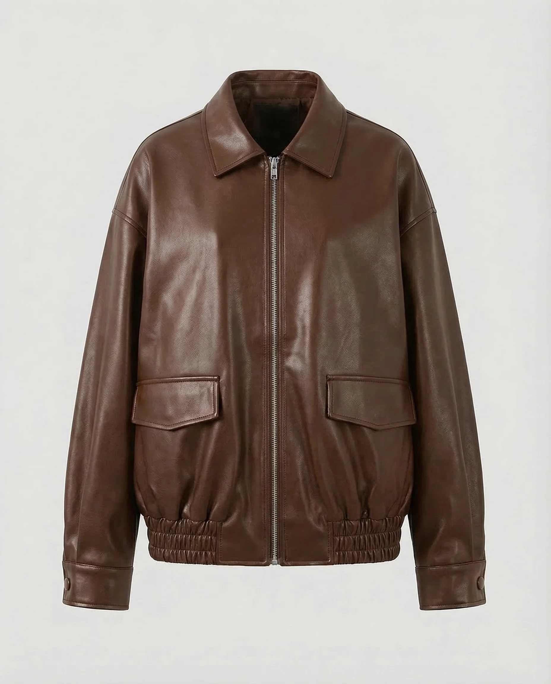 Damen Kunstlederjacke Weit Reißverschluss - Image 6