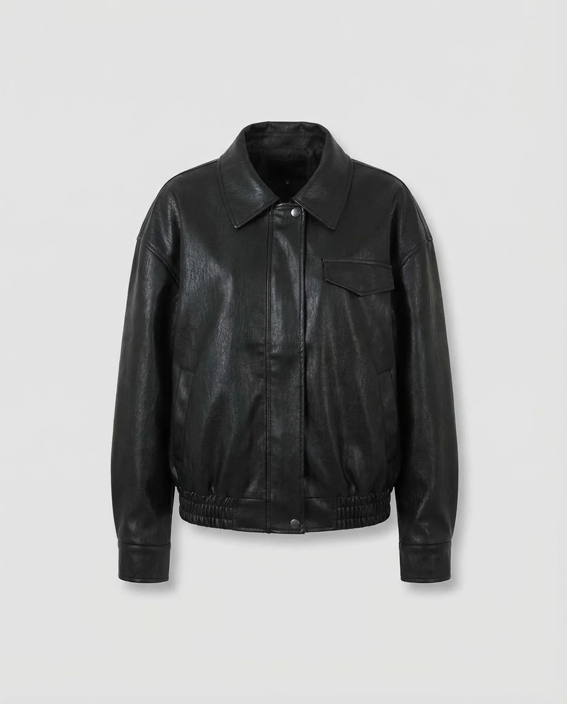 Damen Lederimitatjacke Hemdkragen - Image 5