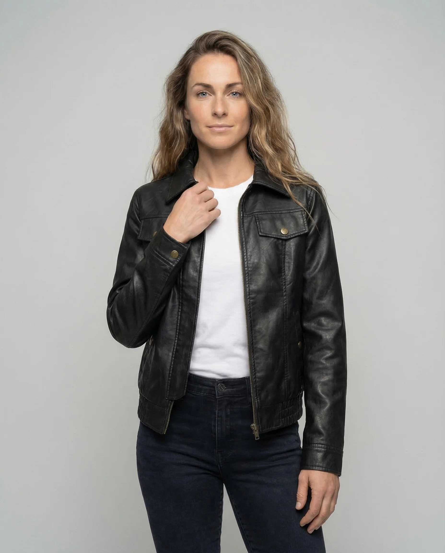 Damen Lederjacke Biker Weit - Image 2