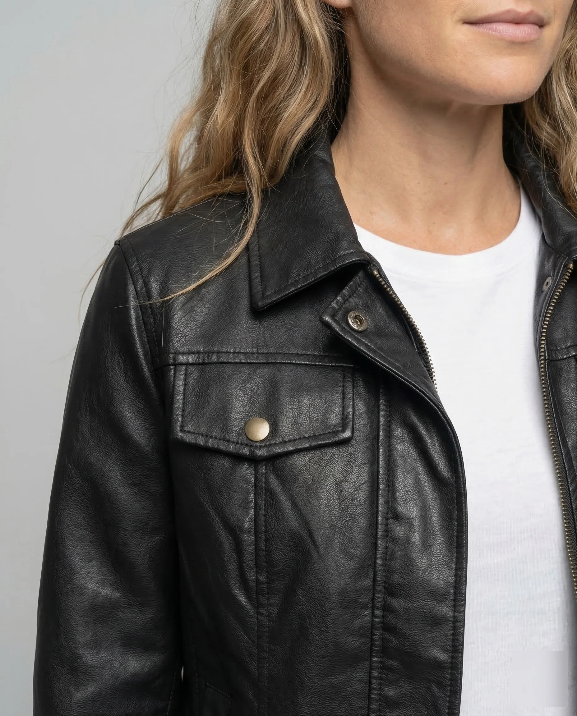 Damen Lederjacke Biker Weit - Image 3