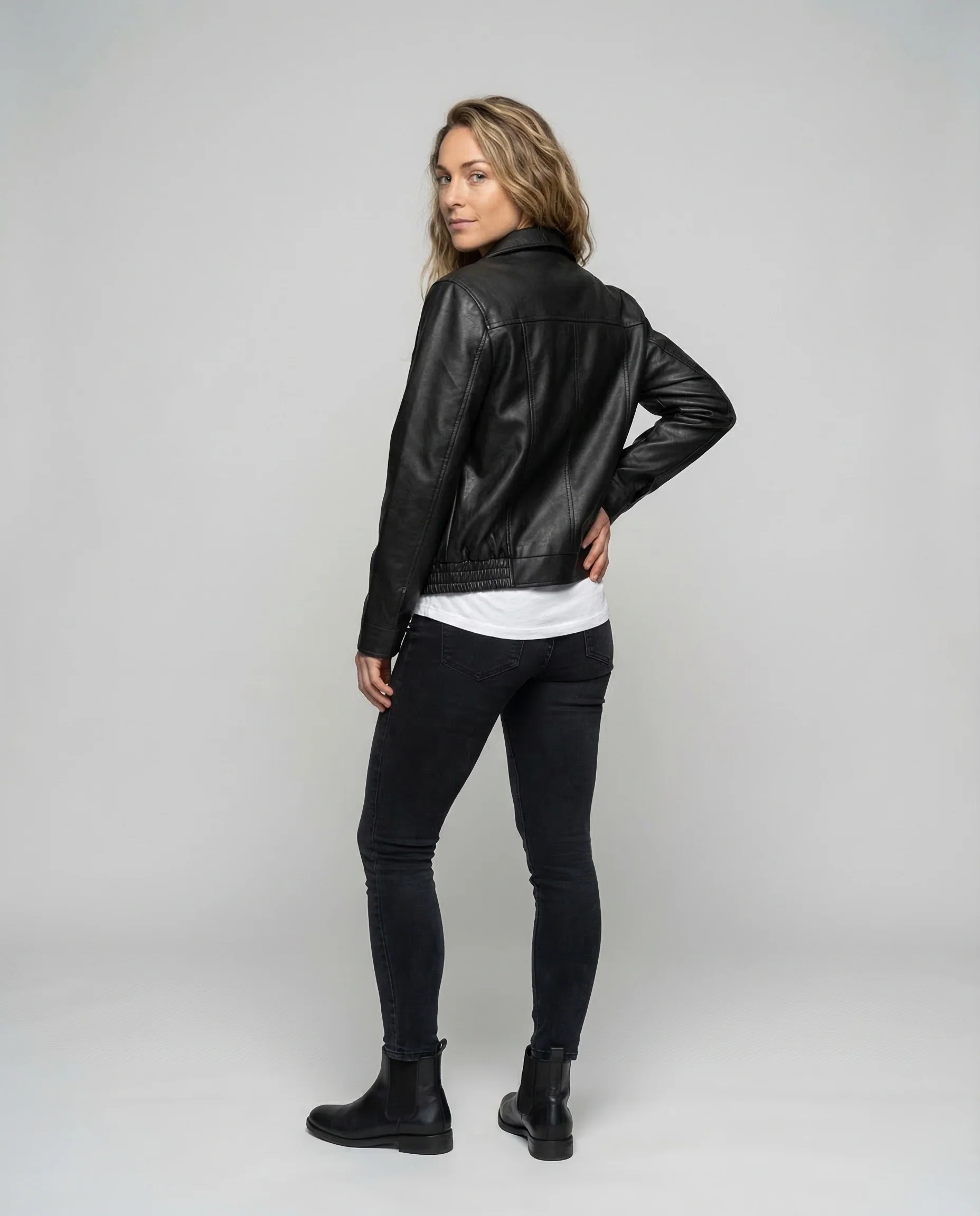 Damen Lederjacke Biker Weit - Image 4
