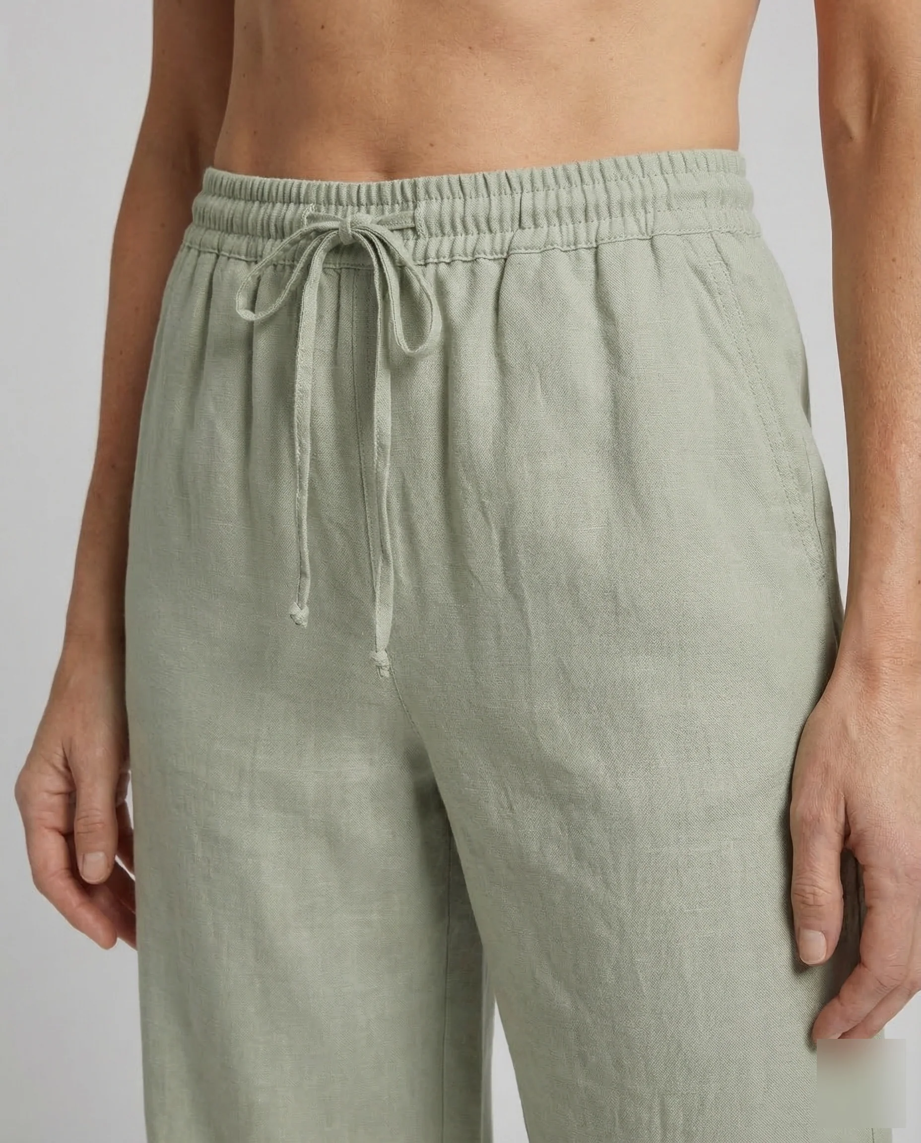 Damen Leinenhose Weit Elastikbund - Image 3
