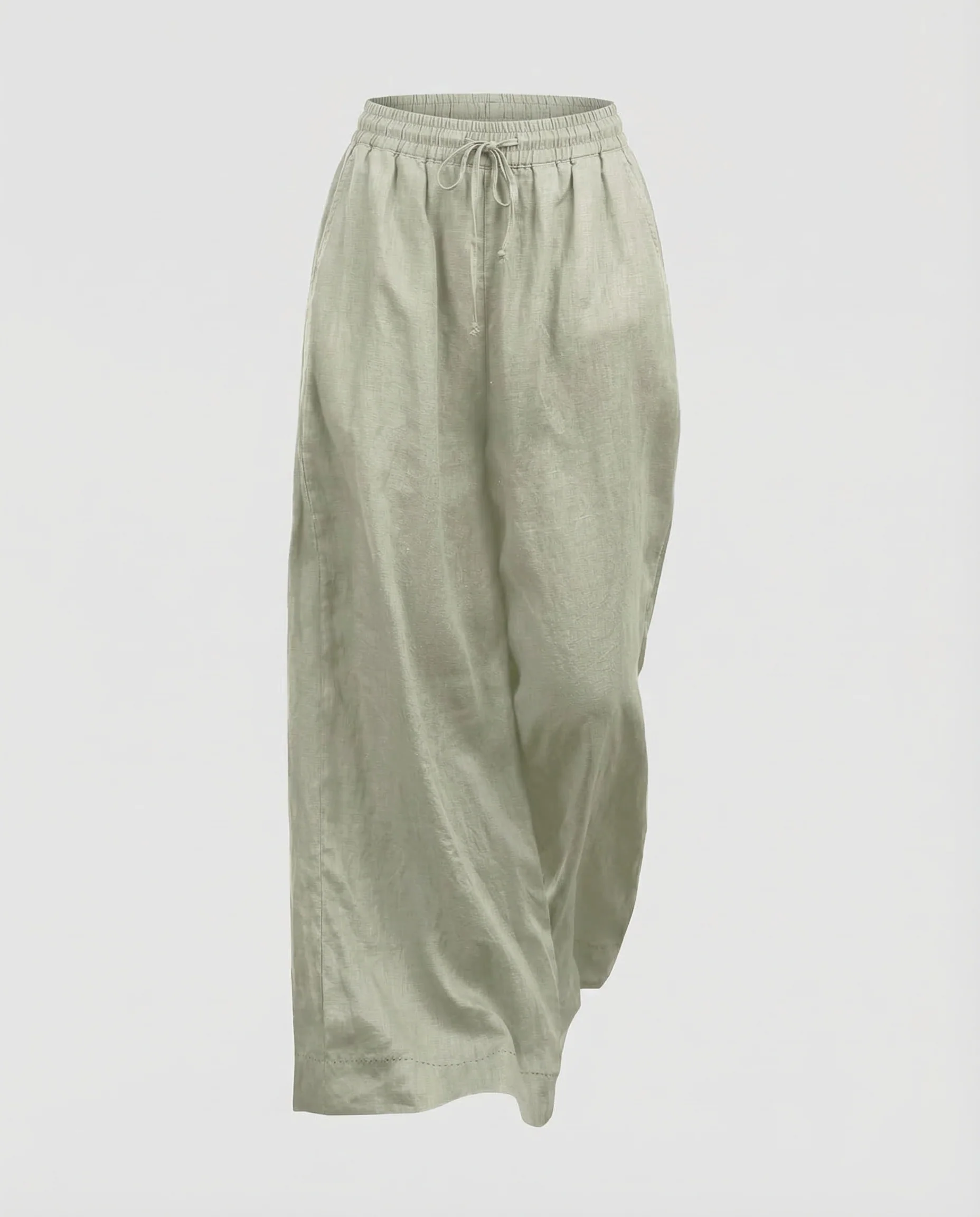 Damen Leinenhose Weit Elastikbund - Image 5
