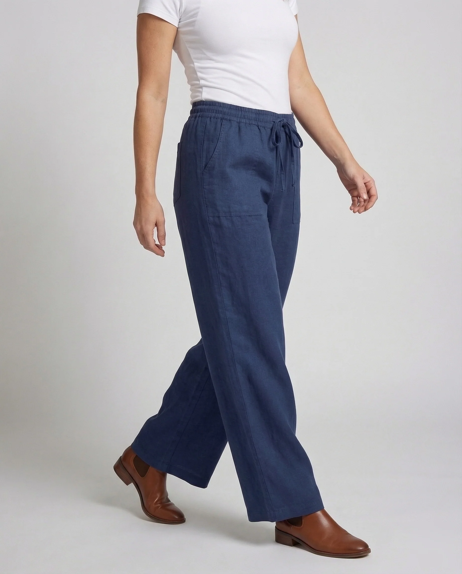 Damen Leinenhose Weit Tunnelzug - Image 2