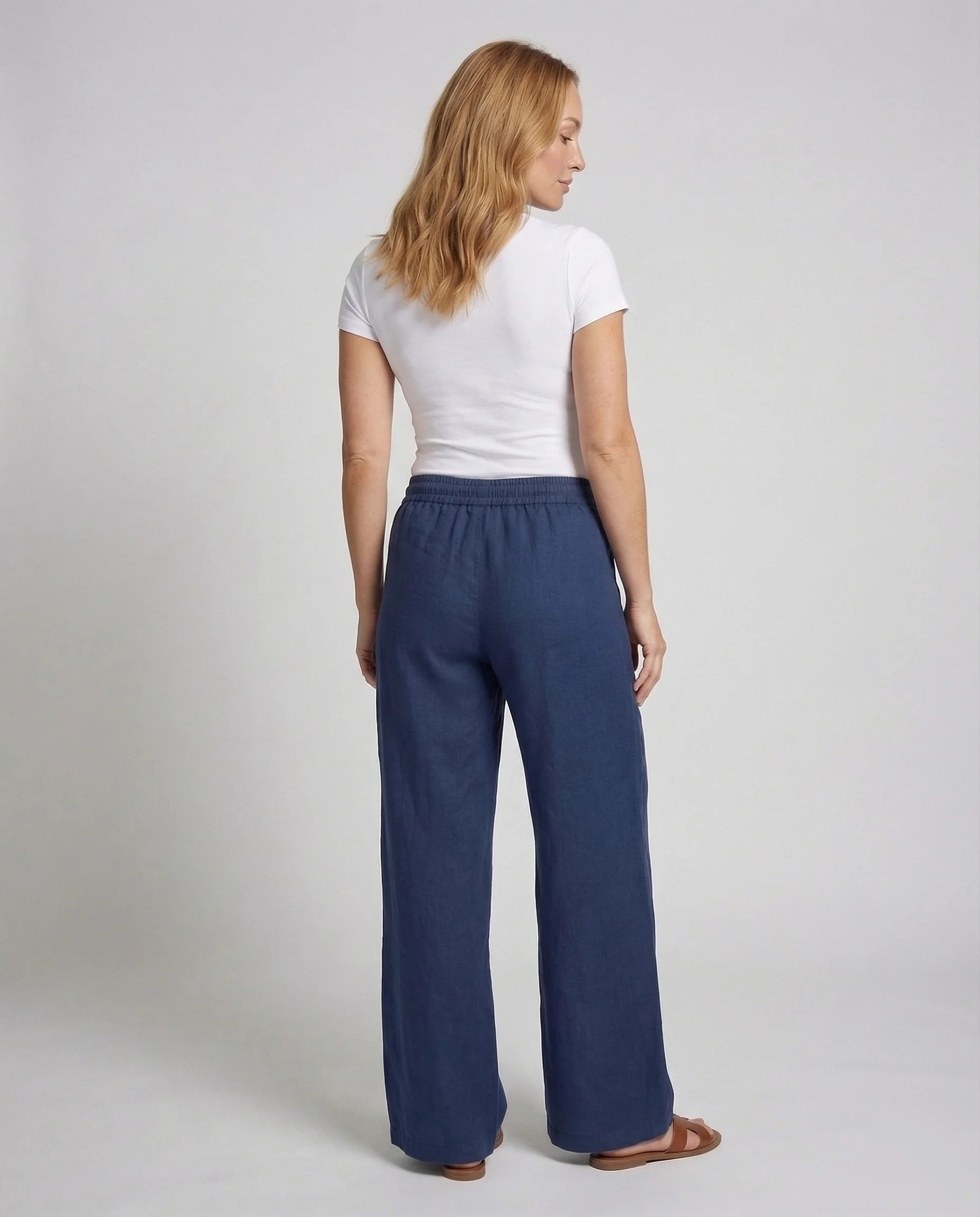 Damen Leinenhose Weit Tunnelzug - Image 3