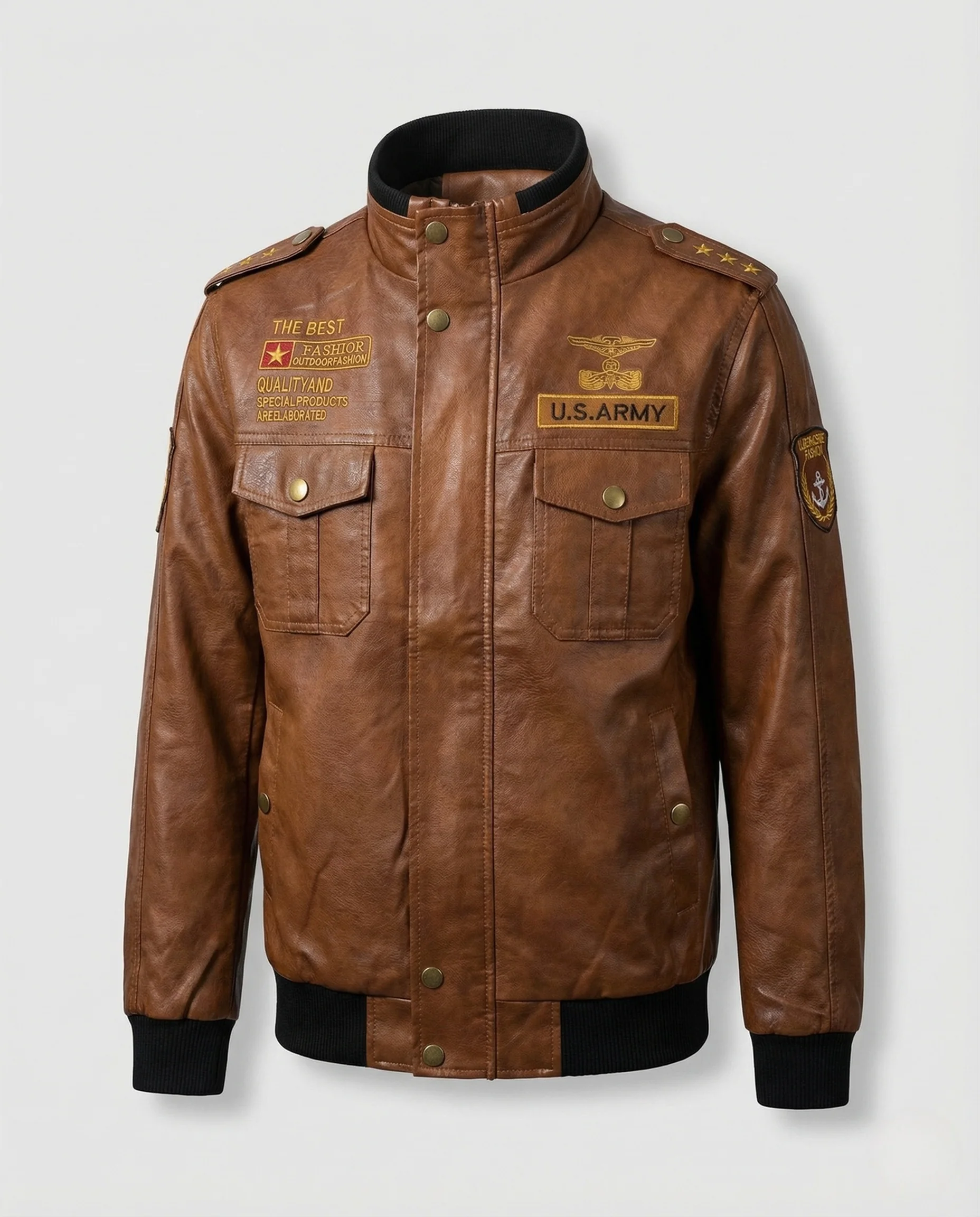Damen Retro Fliegerjacke Lederoptik - Image 5