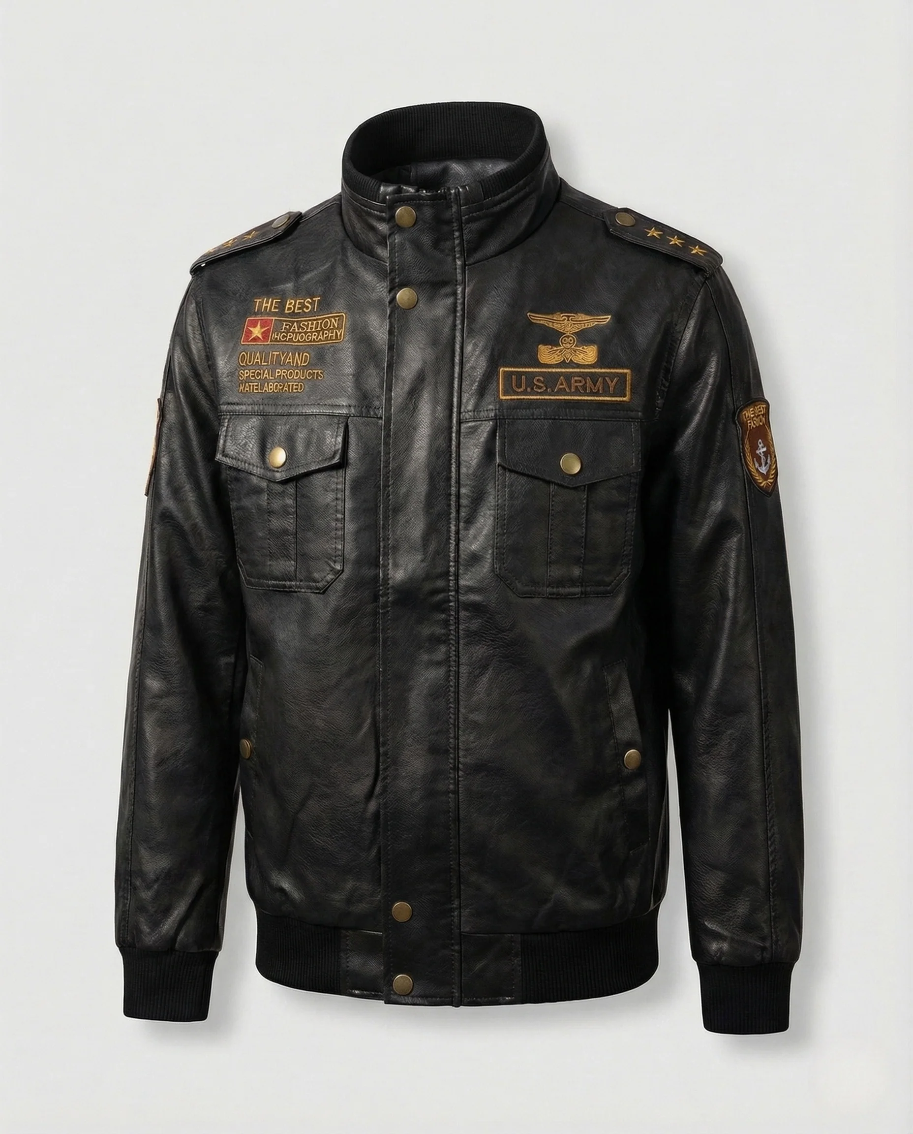 Damen Retro Fliegerjacke Lederoptik - Image 6
