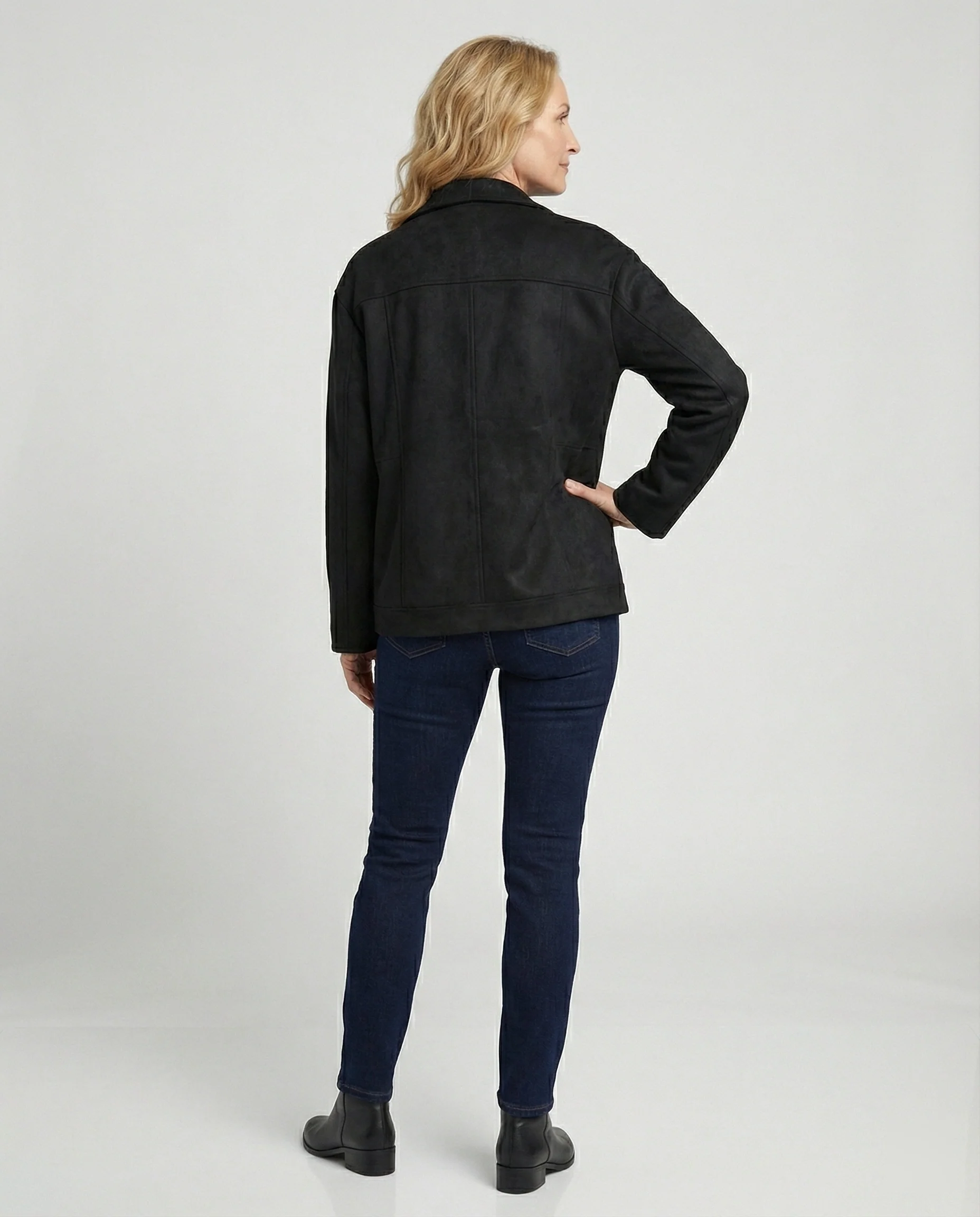 Braune Lederjacke Damen Velours - Image 3