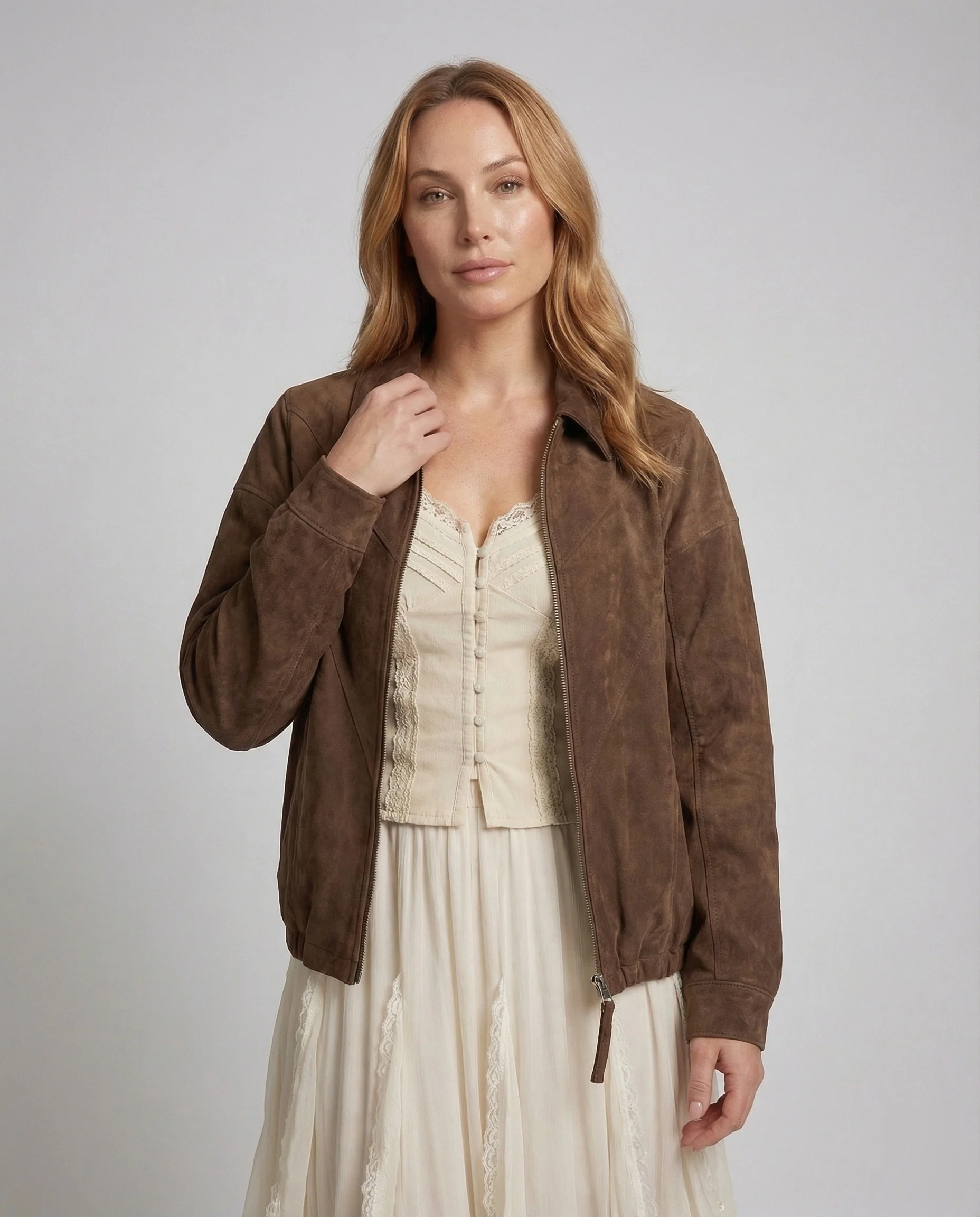 Damen Velours Bomberjacke Raglan - Image 2