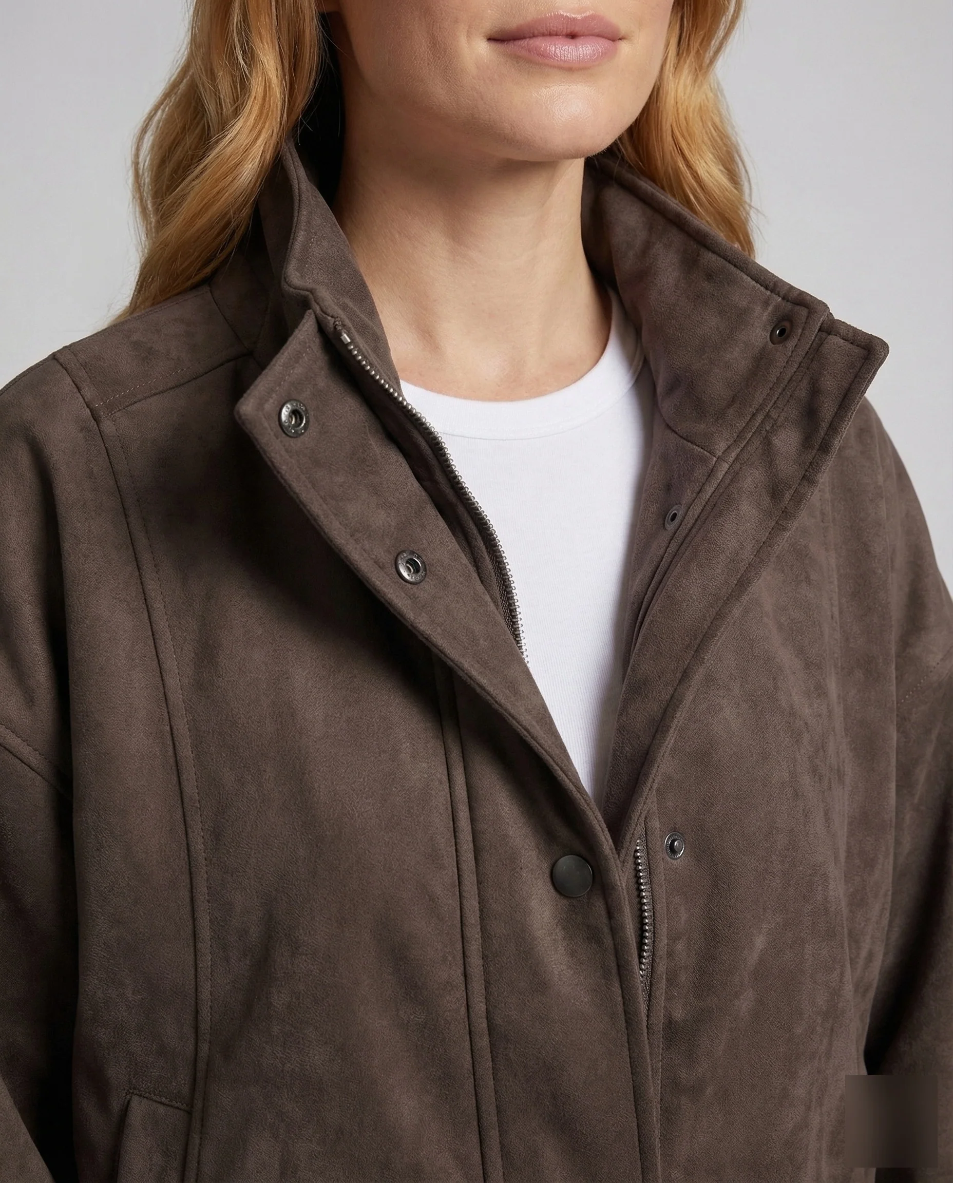 Damen Velours Bomberjacke Ballonärmel - Image 3
