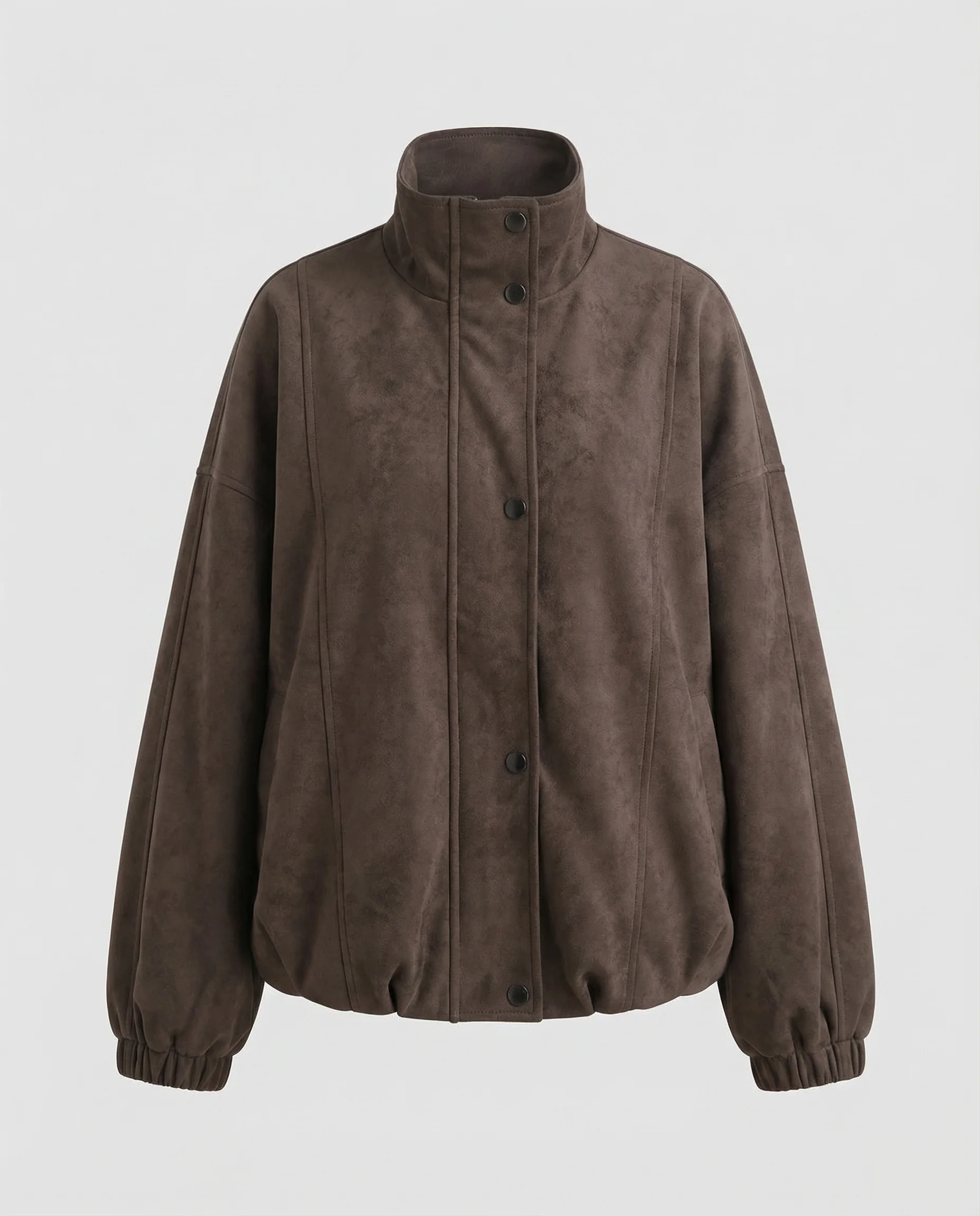 Damen Velours Bomberjacke Ballonärmel - Image 5