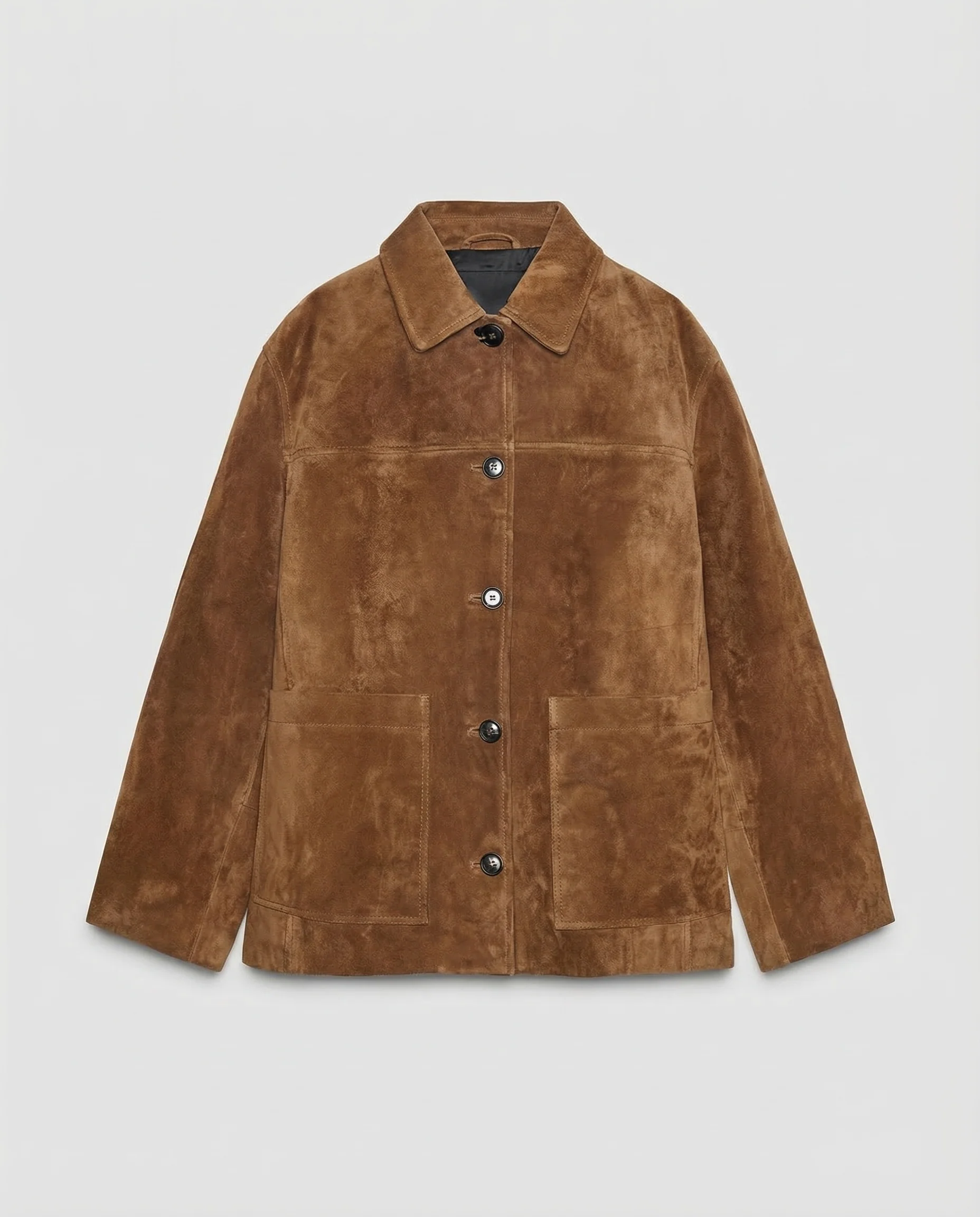 Damen Wildlederjacke Oversize Hemdkragen - Image 5