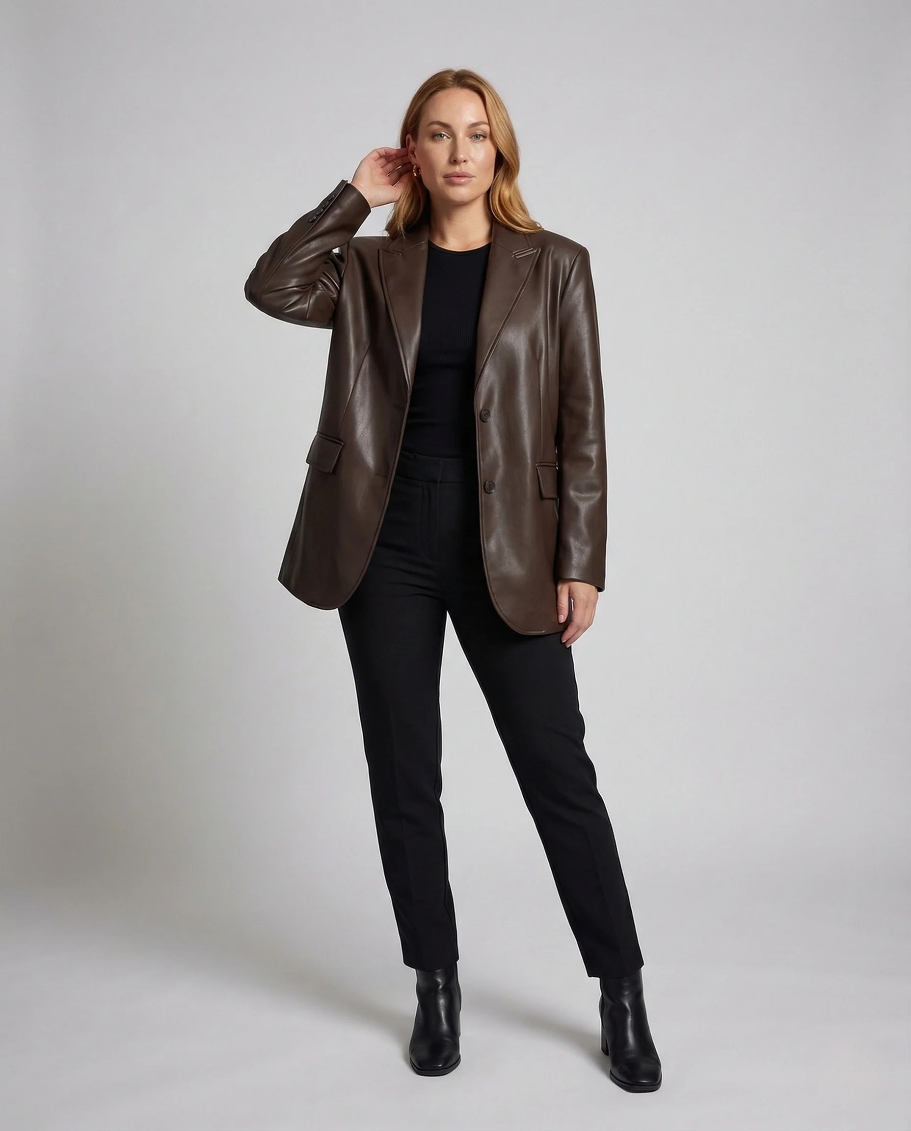 Damen Lederoptik Blazer Weit - Image 2