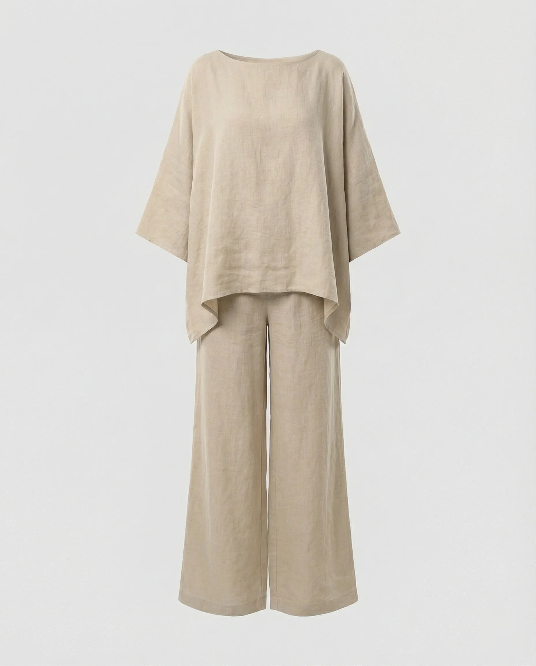 Leinen Zweiteiler Set Damen mit Palazzo-Hose - Image 4
