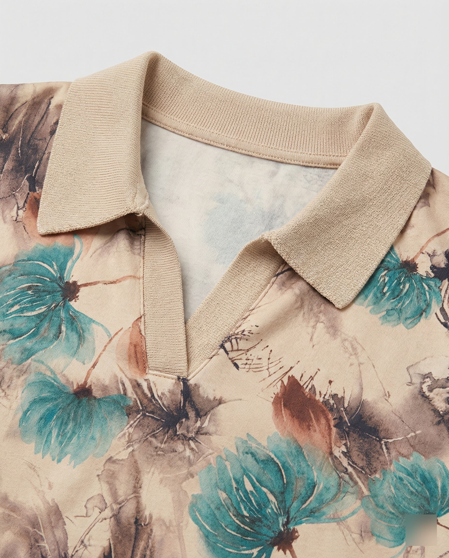 Weit geschnittenes Sweatshirt mit Polokragen und floralem Aquarellprint Heidi Mode - Image 5