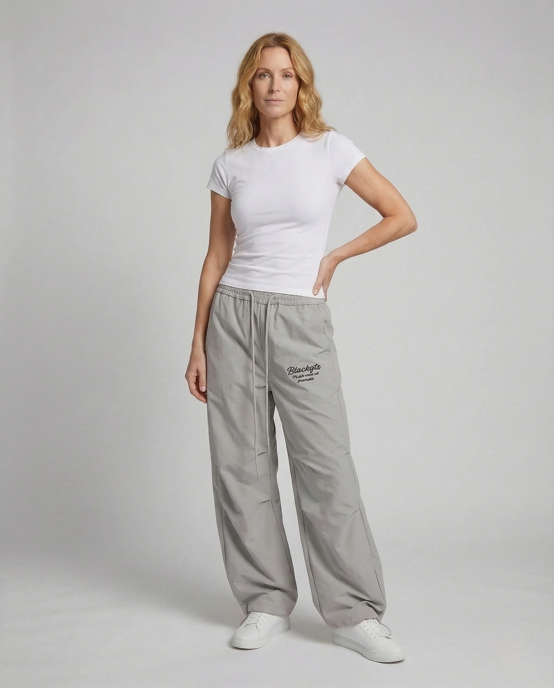 Damen Baggy Hose Weit mit Elastischem Bund - Image 2