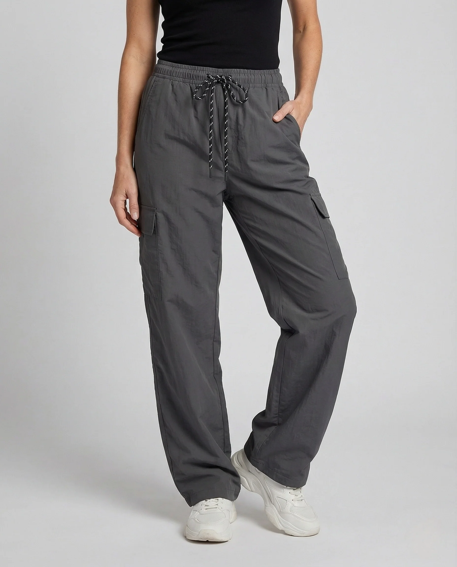 Damen Cargo Hose High Waist mit Elastischem Bund - Image 2