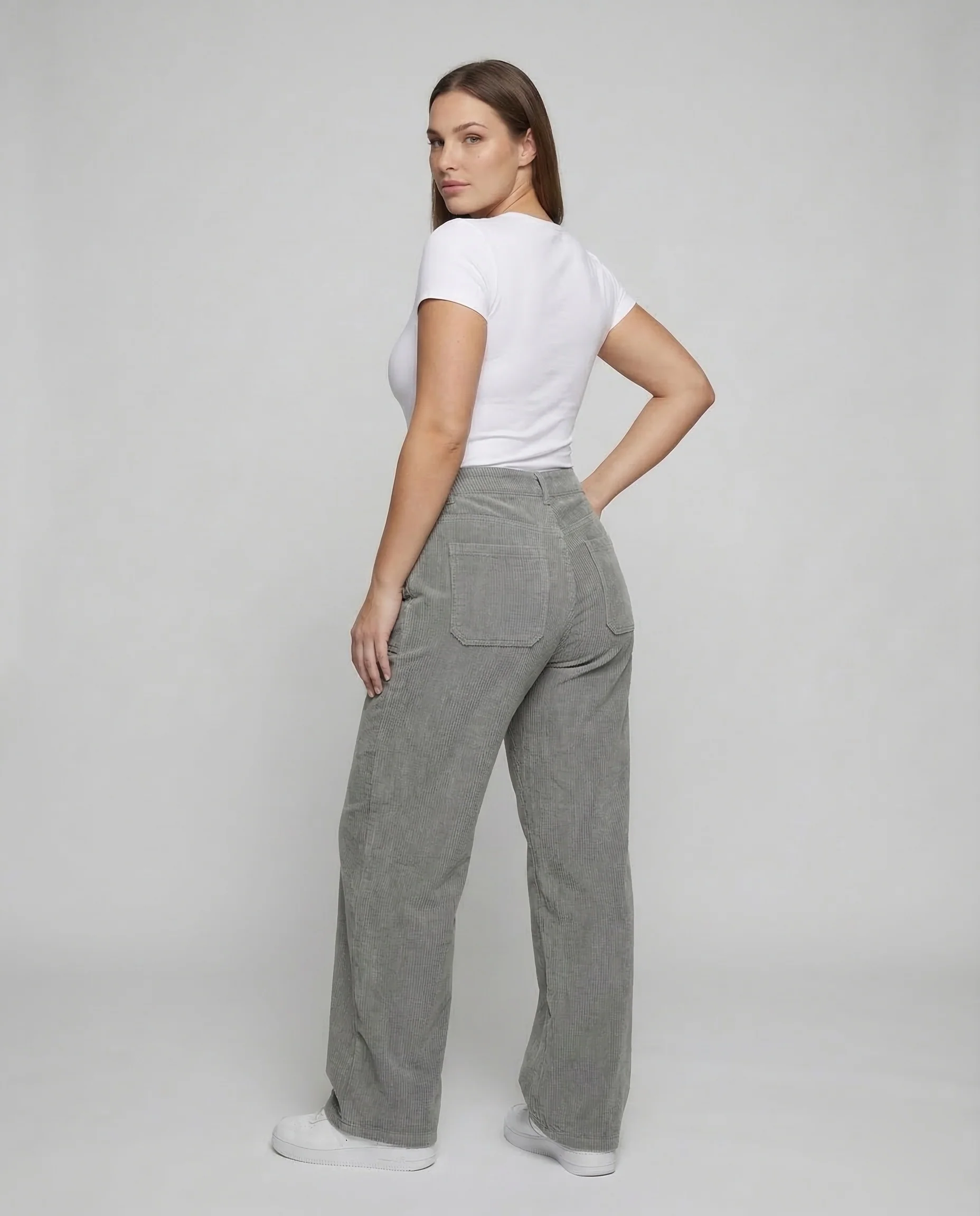 Damen Cordhose High Waist Weit - Image 4