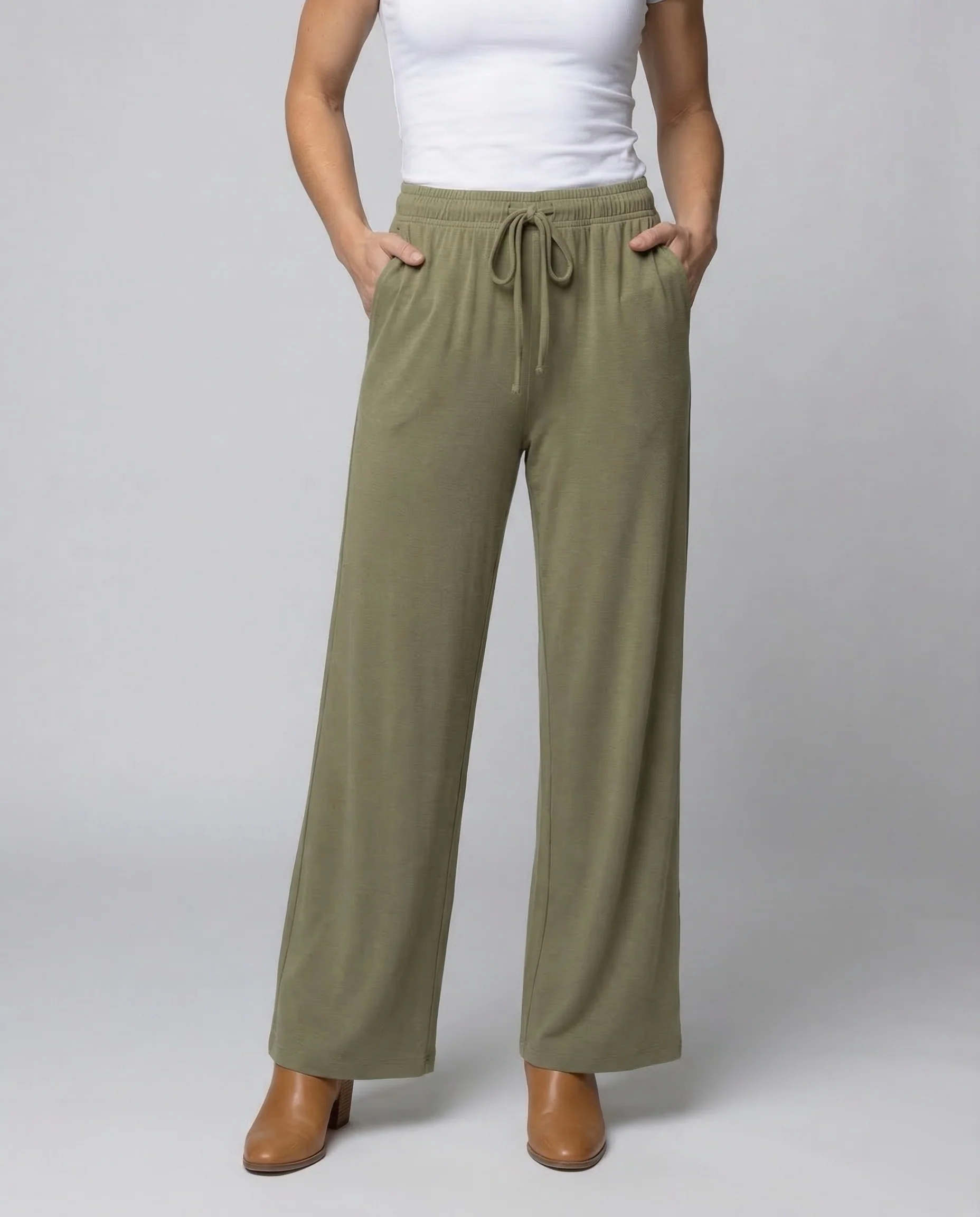 Damen Jersey Palazzo Hose Tunnelzug - Image 2
