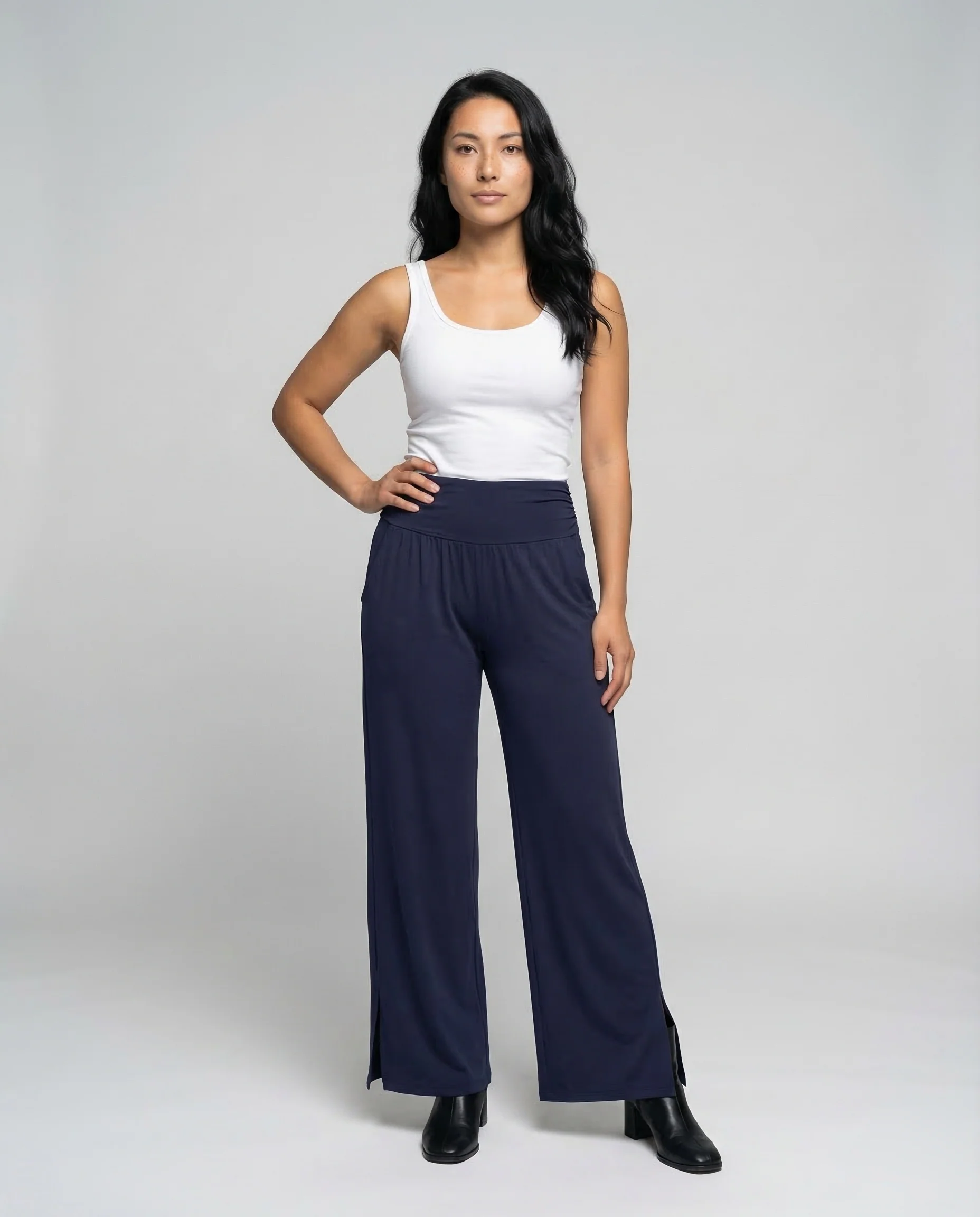 Damen Yogahose Weit Schlitz