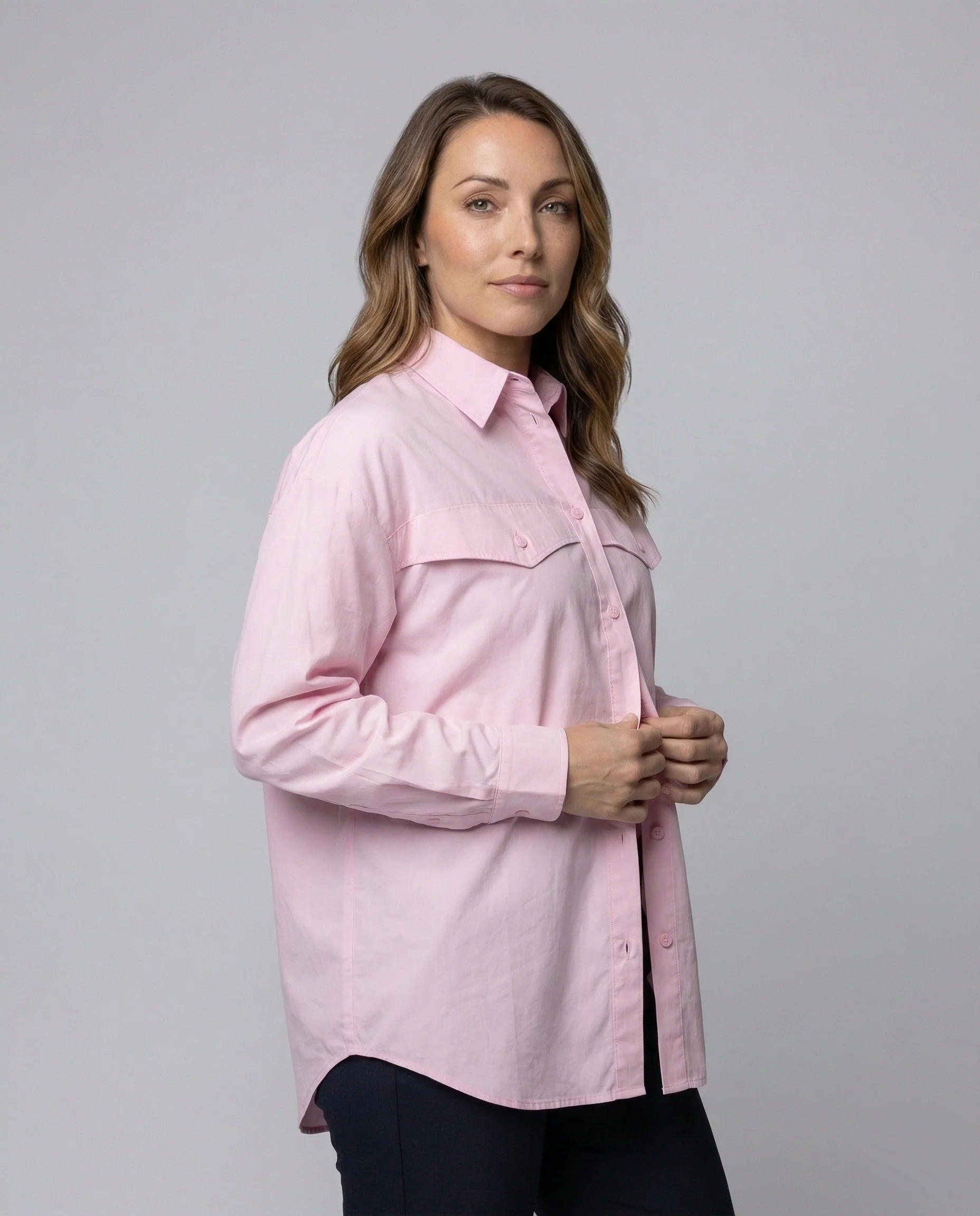 Oversized Blusentop Damen mit Brustklappen - Image 2